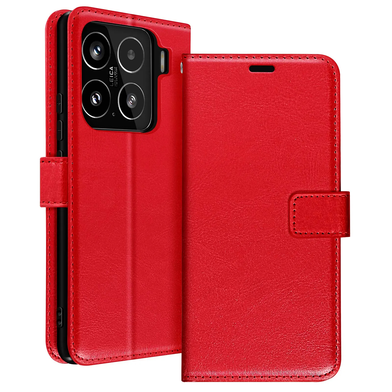 Mayaxess Étui pour Xiaomi 15 Portefeuille avec Dragonne Rouge