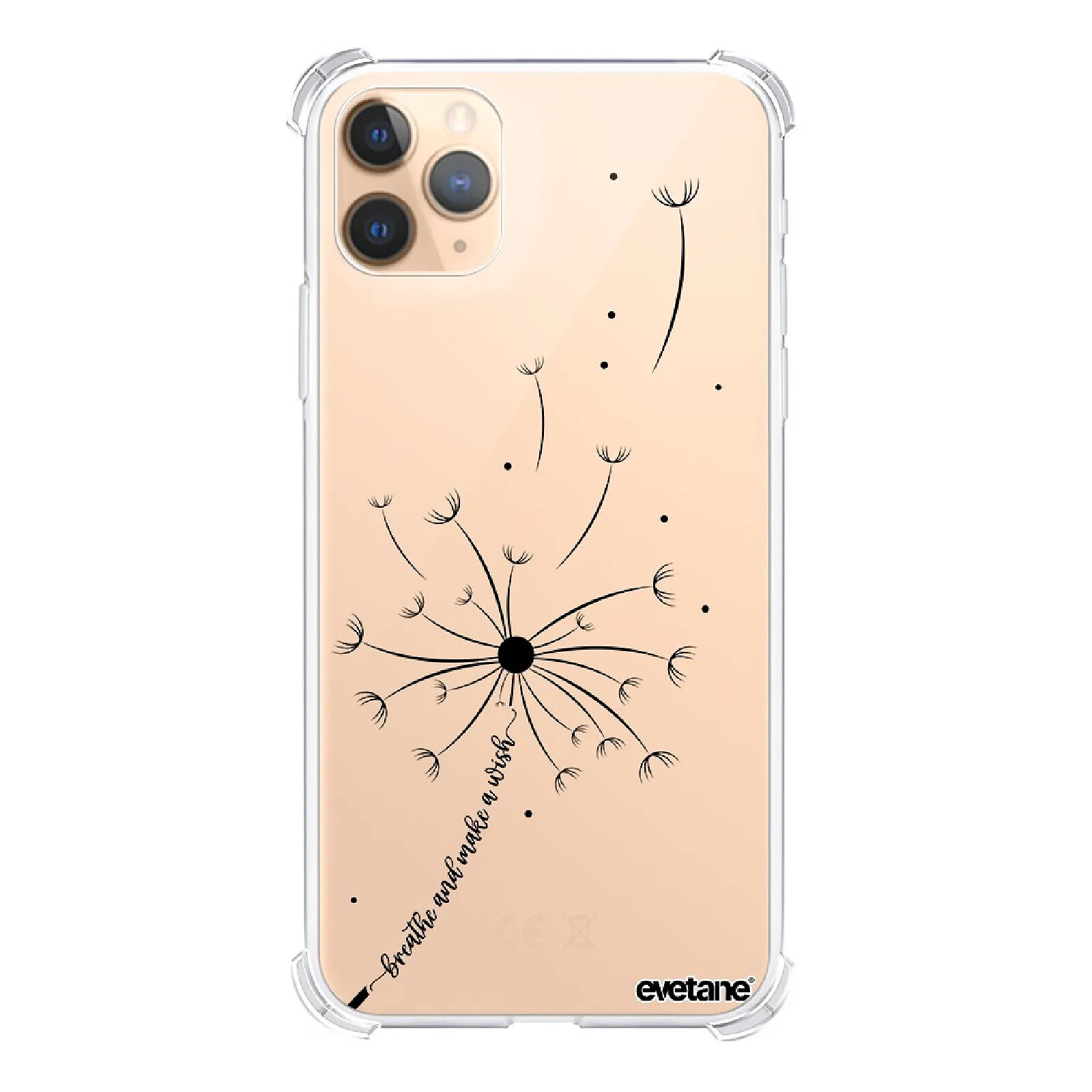Evetane Coque iPhone 11 Pro Silicone antichocs Solides coins renforcés transparente Motif Pissenlit Make a wish