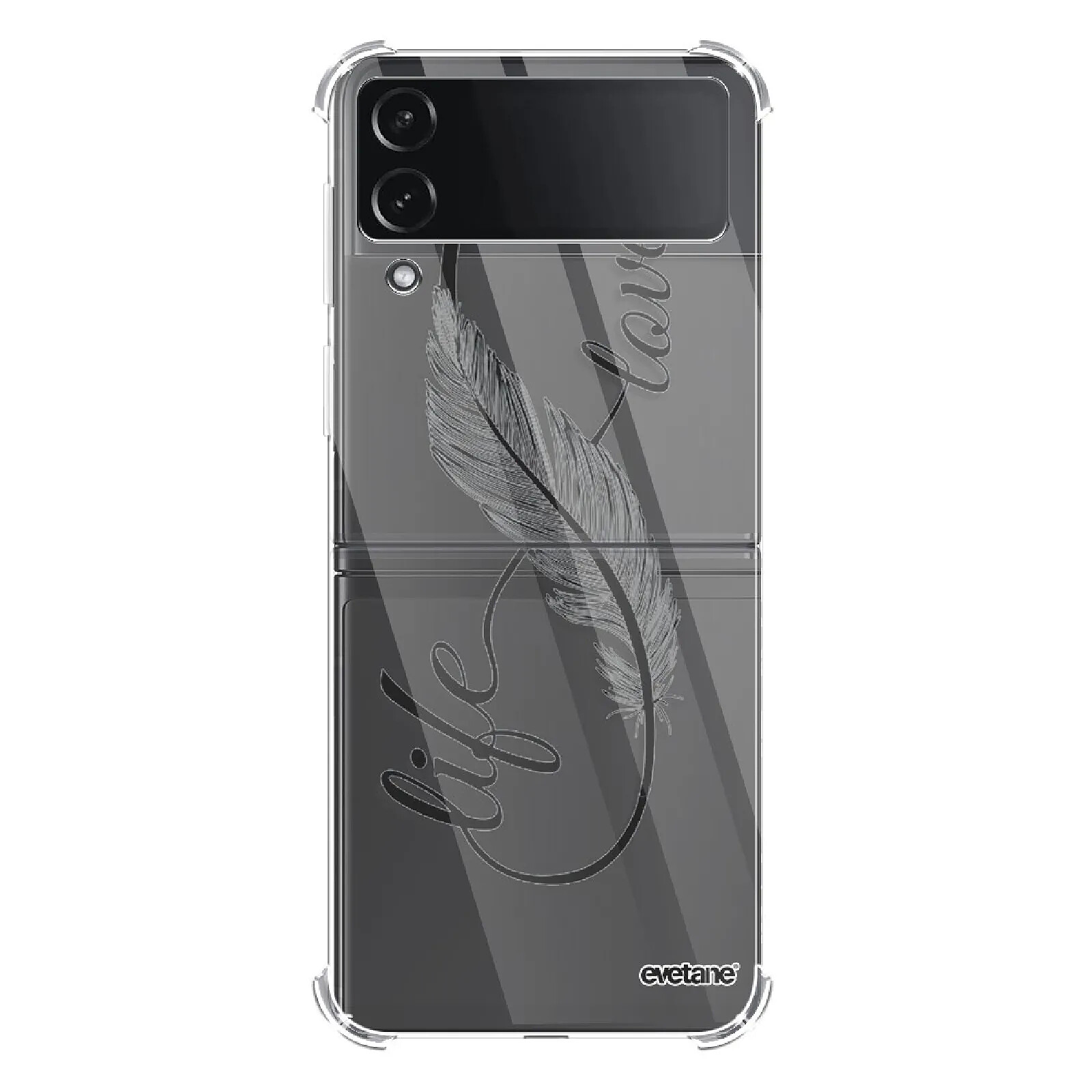 Evetane Coque Coque Samsung Galaxy Z Flip 4 Silicone antichocs Solides coins renforcés  transparente Motif Love Life