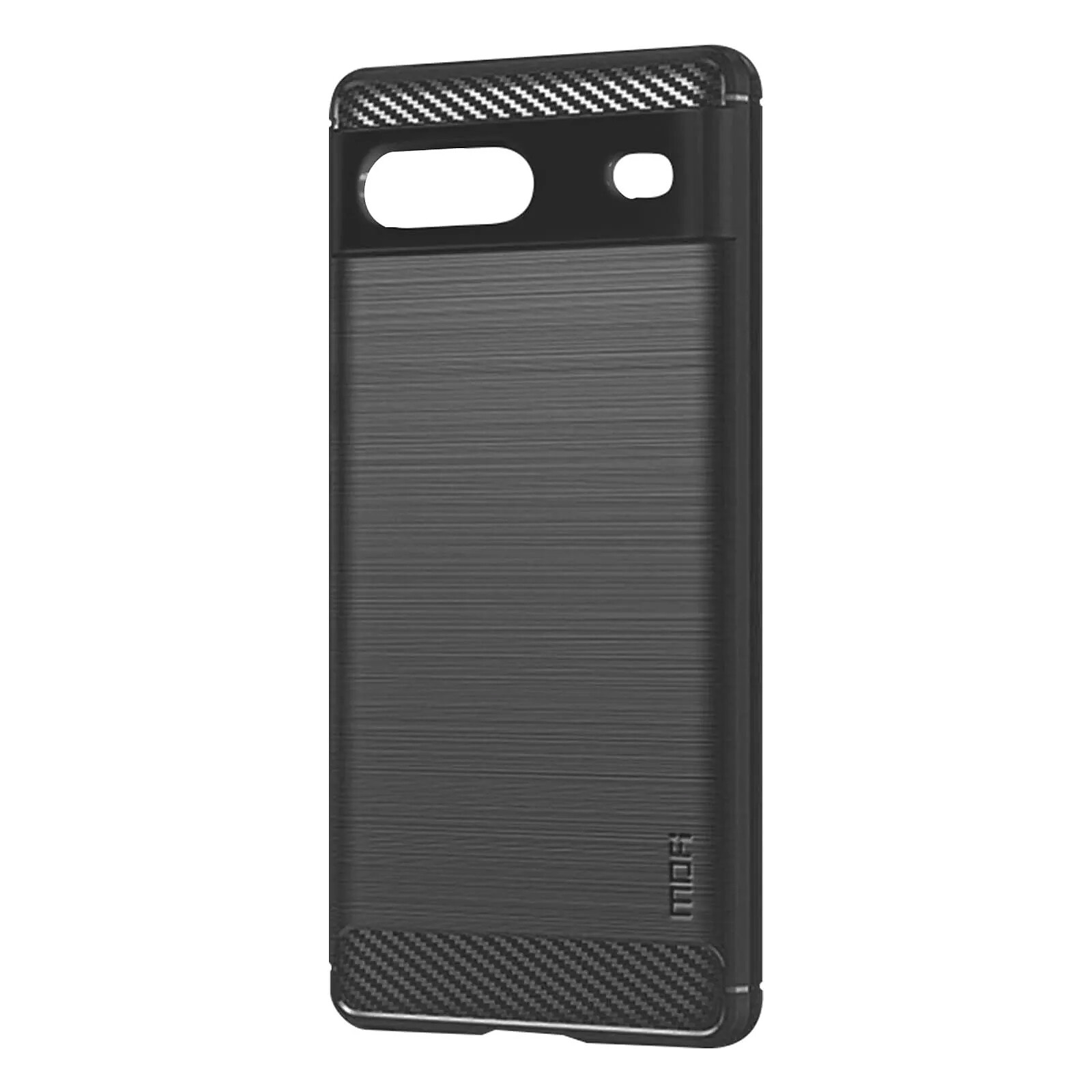 MOFI Coque pour Google Pixel 7 Souple Effet Carbone Métal Brossé Noir