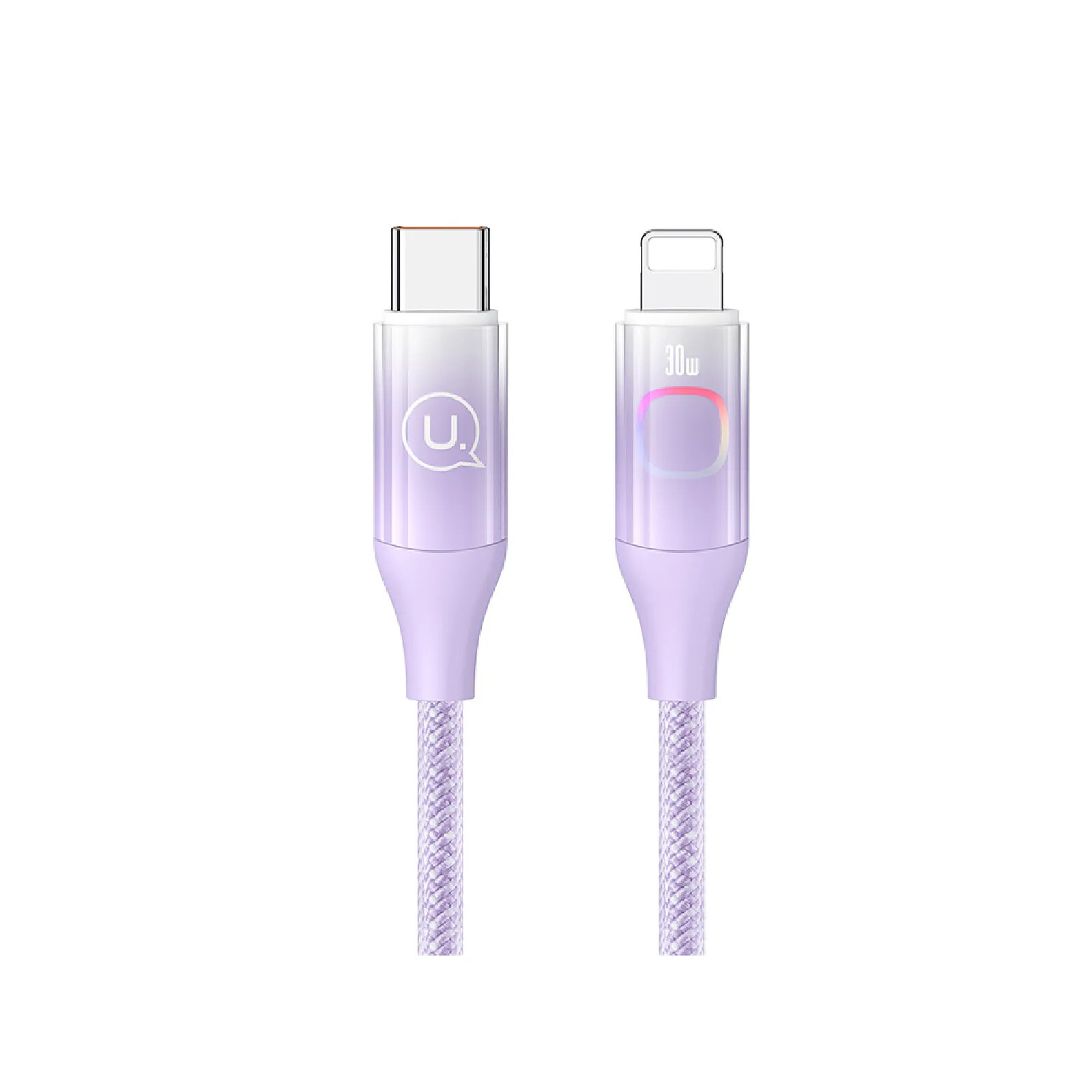 Avizar Câble de charge 30W Type-C à Lightning 1.2m Display XM avec Rétro-éclairage LED Violet