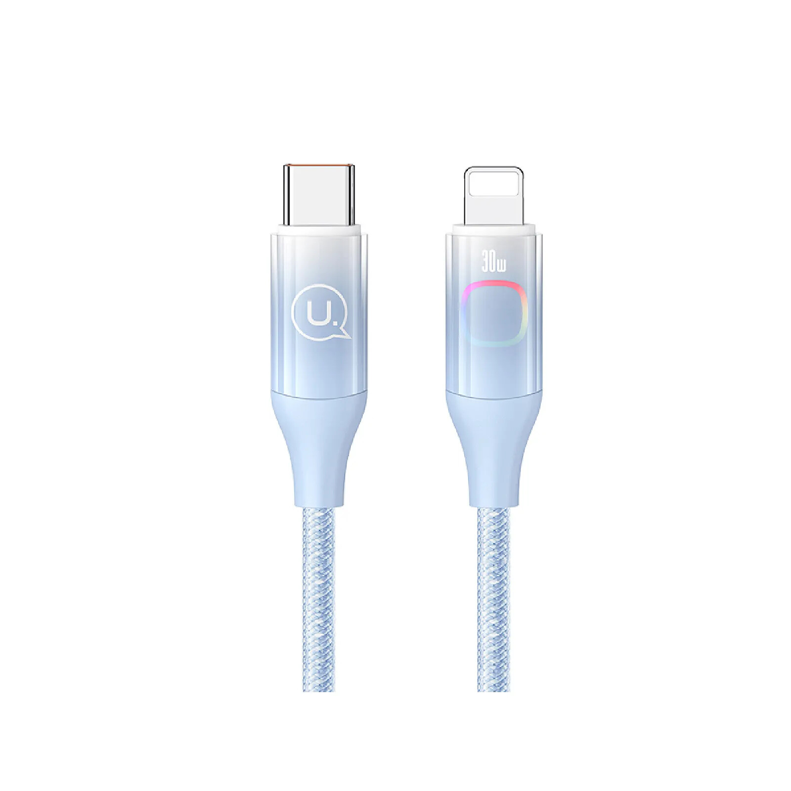 Avizar Câble de charge 30W Type-C à Lightning 1.2m Display XM avec Rétro-éclairage LED Bleu