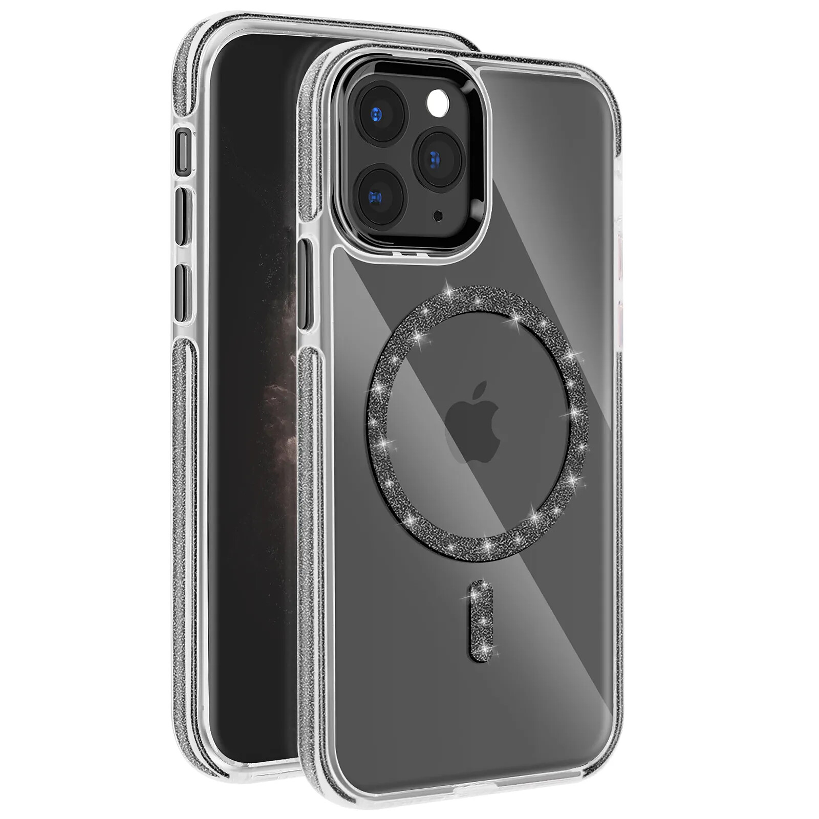 Avizar Coque MagSafe pour iPhone 11 Pro Silicone Pailleté