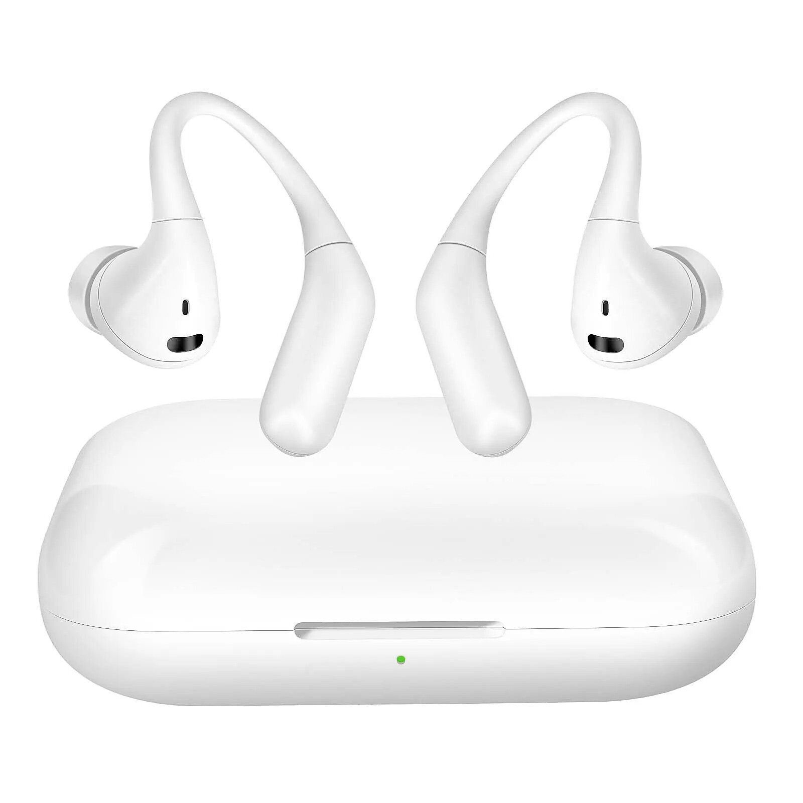 LinQ Écouteurs Bluetooth Crochet d'Oreille à Commande Tactiles Blanc