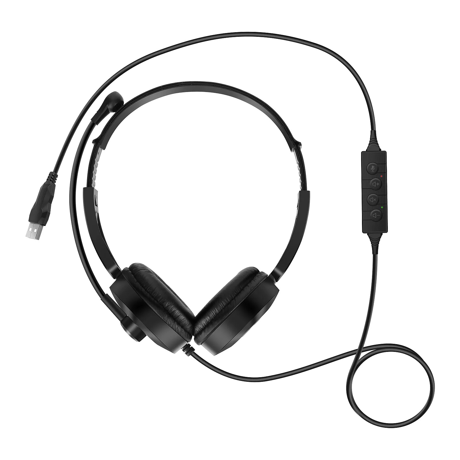 LinQ Casque Audio Filaires USB avec Microphone pour Ordinateur Noir