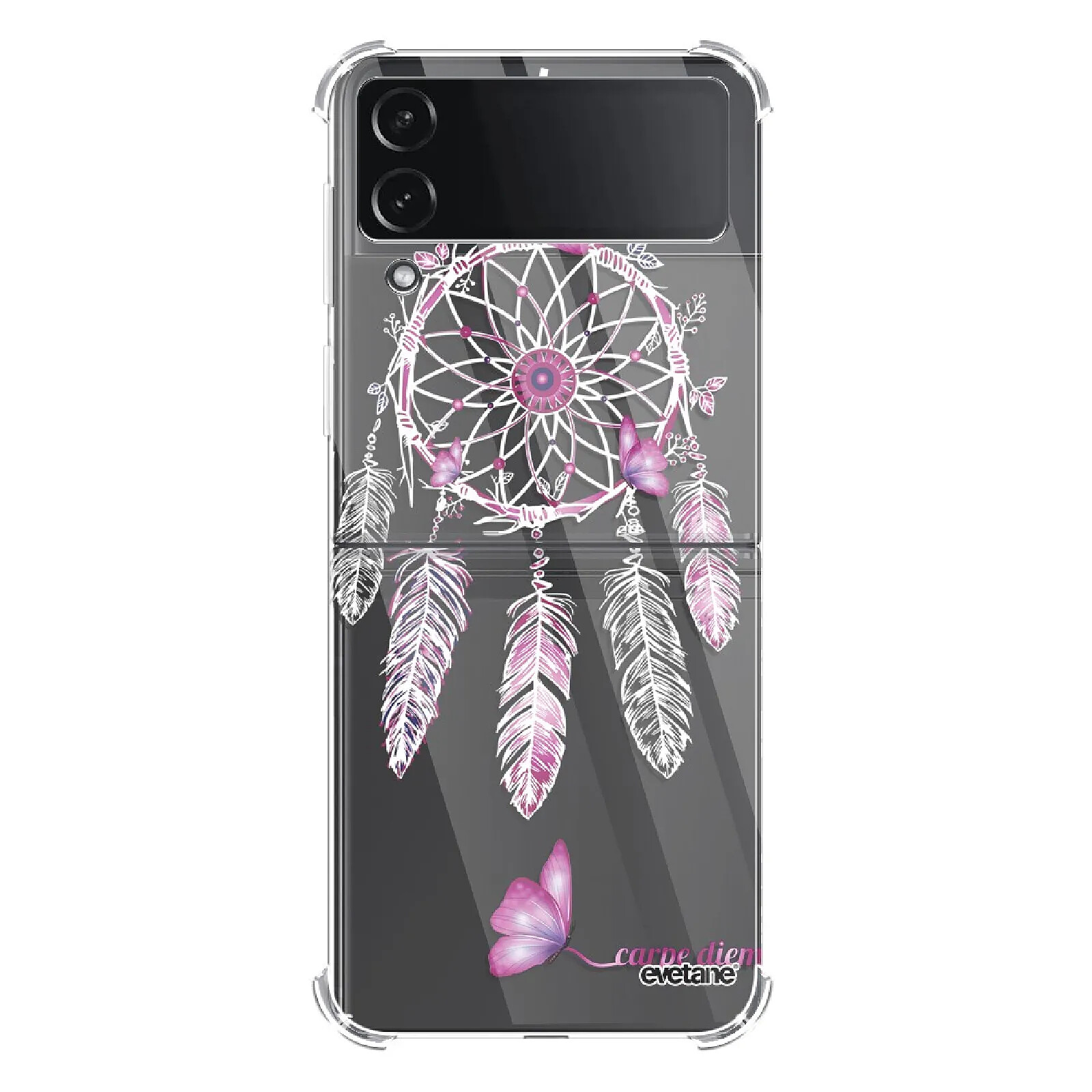 Evetane Coque Coque Samsung Galaxy Z Flip 4 Silicone antichocs Solides coins renforcés  transparente Motif Carpe diem