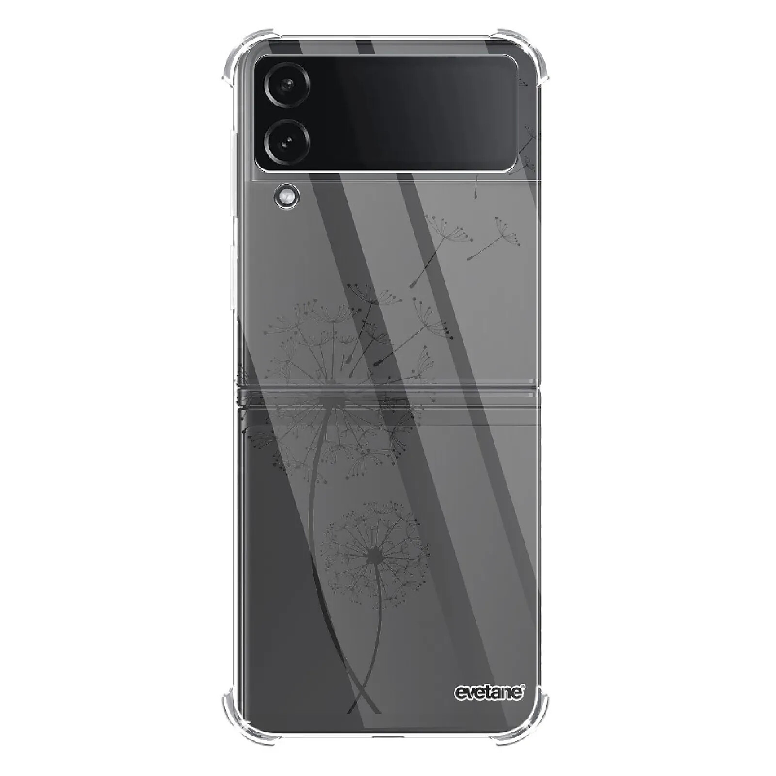 Evetane Coque Coque Samsung Galaxy Z Flip 4 Silicone antichocs Solides coins renforcés  transparente Motif Pissenlit