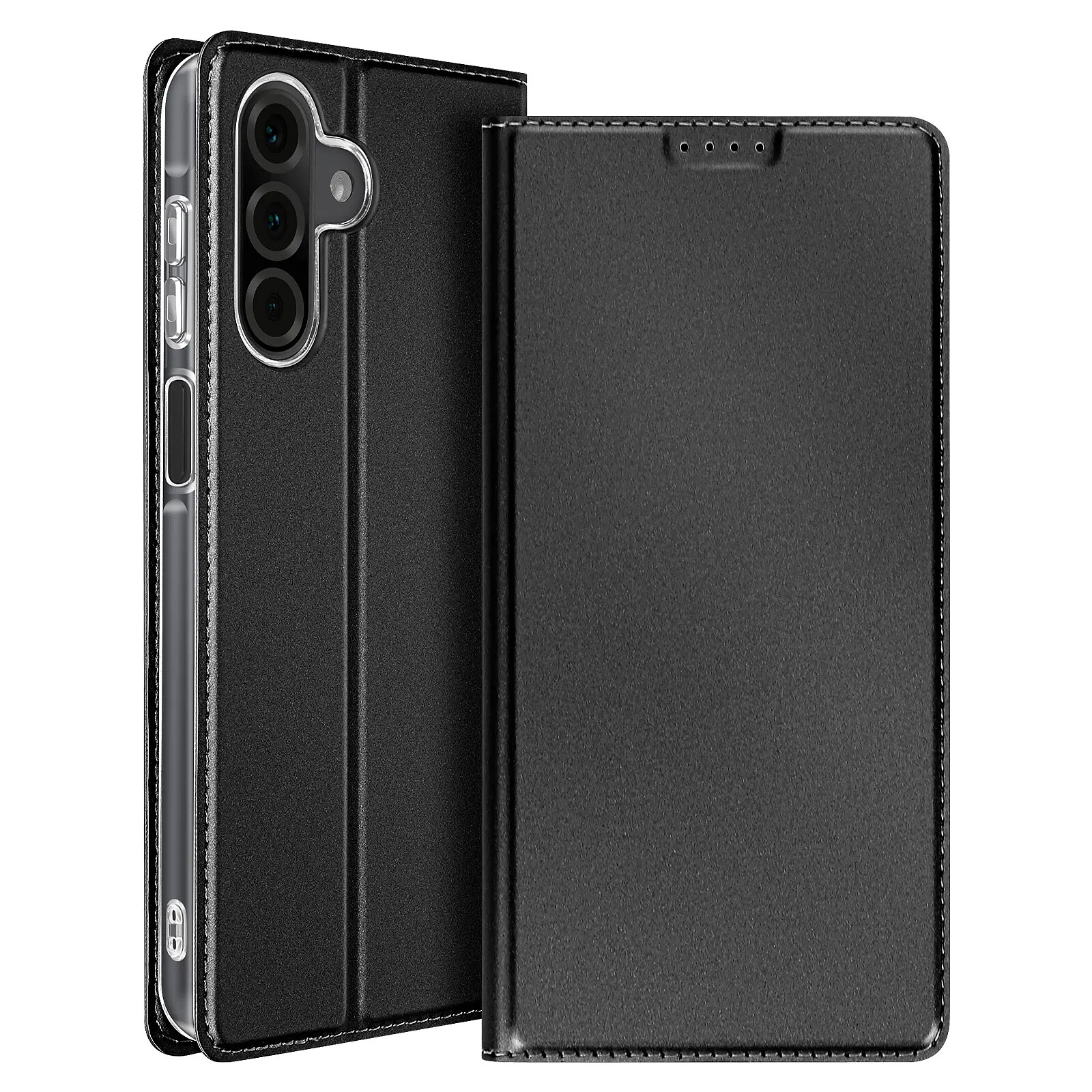 Dux Ducis Étui pour Samsung Galaxy A26 Effet Satiné Porte-Carte Support Vidéo Noir