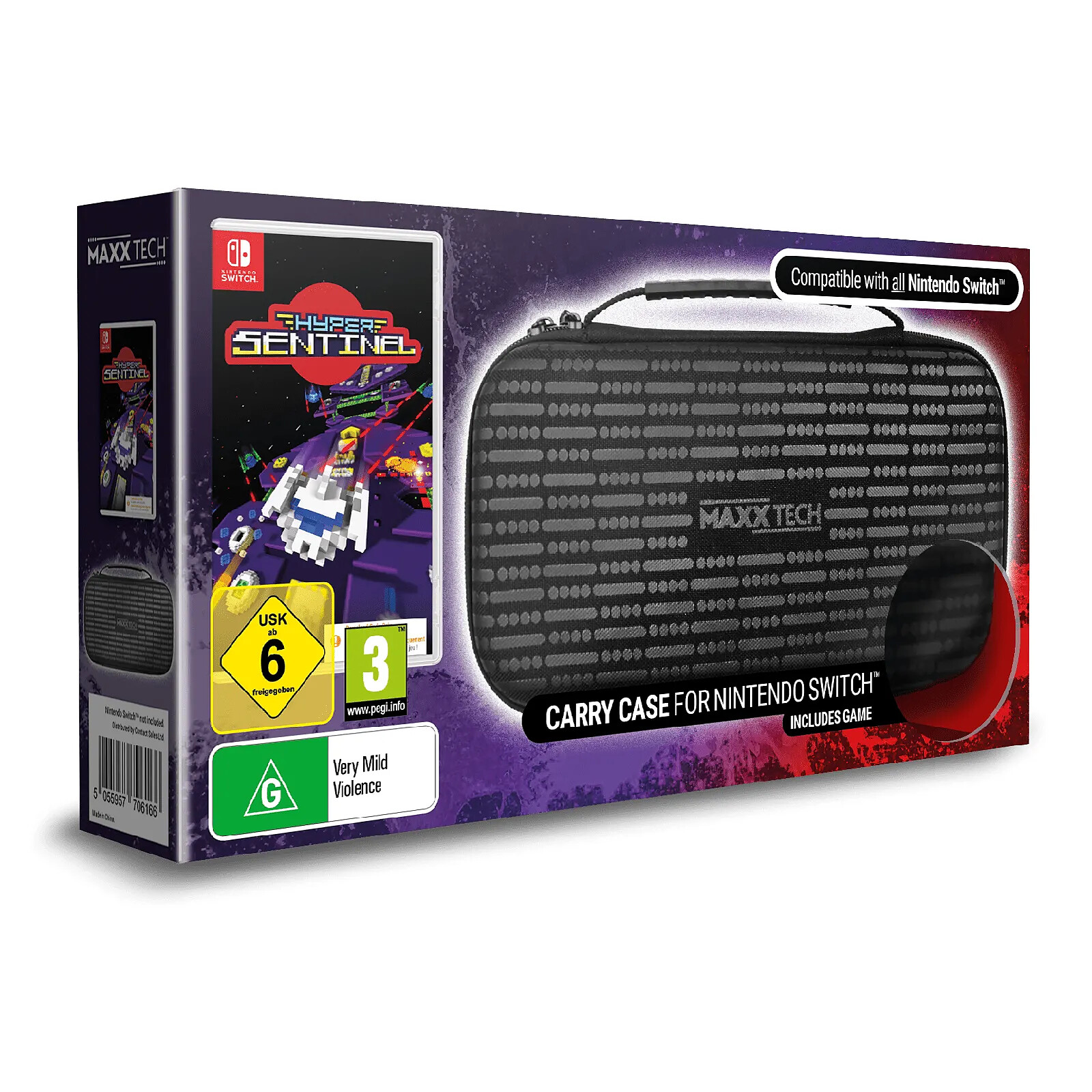 Maxx Tech Housse Premium pour Switch 1 & 2  + Jeu Hyper Sentinel Nintendo Switch