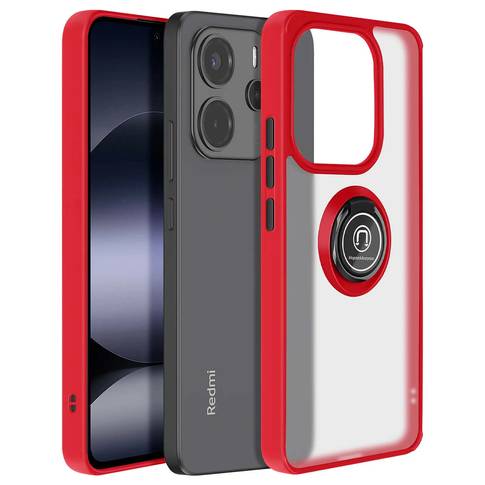 Avizar Coque pour Xiaomi Note 14 4G avec Bague Métallique Support Vidéo
