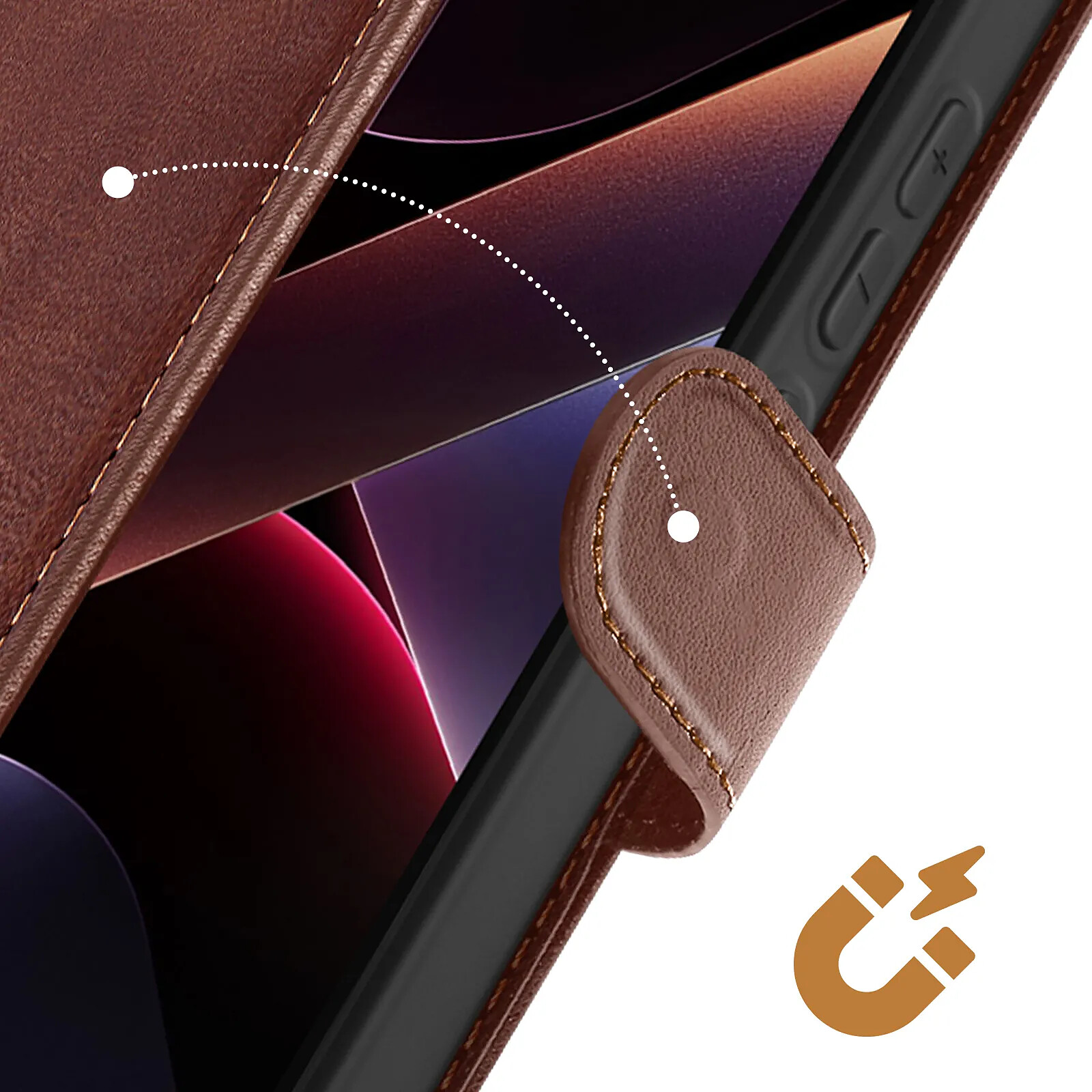 Étui Portefeuille Avizar Pour Xiaomi Poco F7 Ultra / F7 Pro - Similicuir Marron, Avec Dragonne