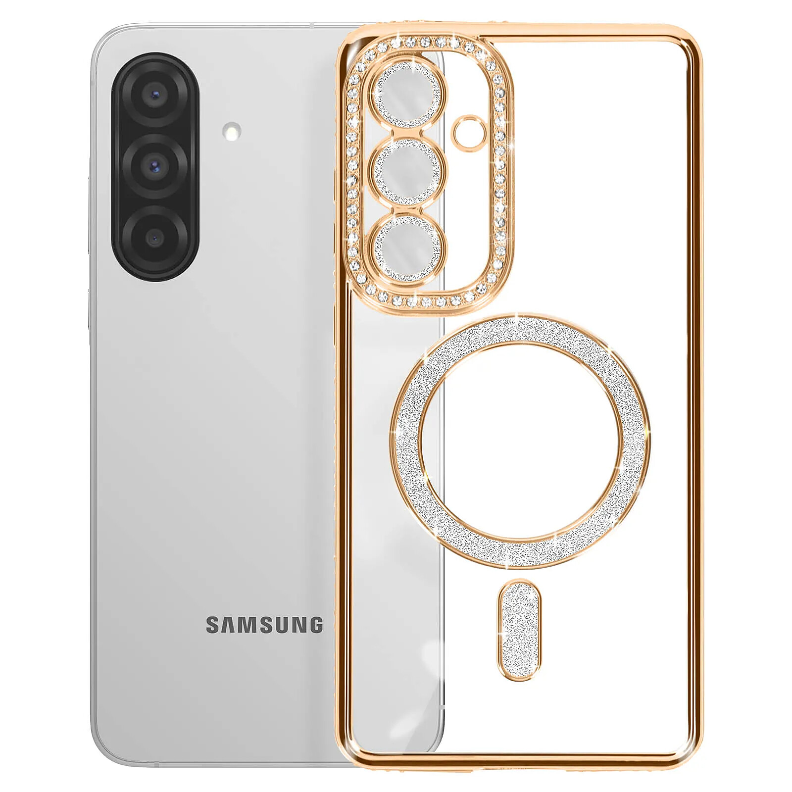 Avizar Coque Diamant pour Samsung Galaxy A36 MagSafe Contour Strass