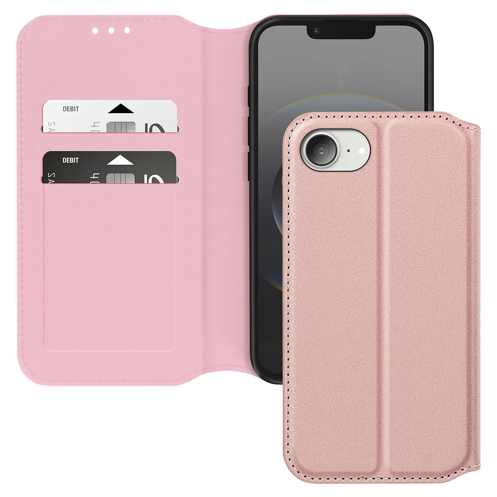 Avizar Étui pour iPhone 16e Clapet Porte-Cartes et Support Vidéo