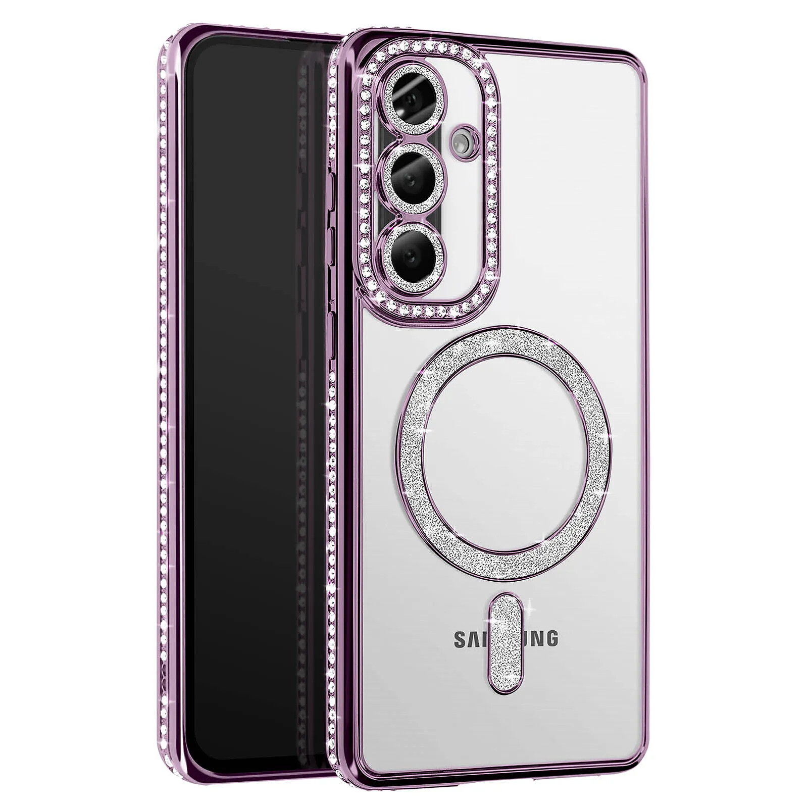 Avizar Coque Diamant pour Samsung Galaxy A56 MagSafe Contour Strass