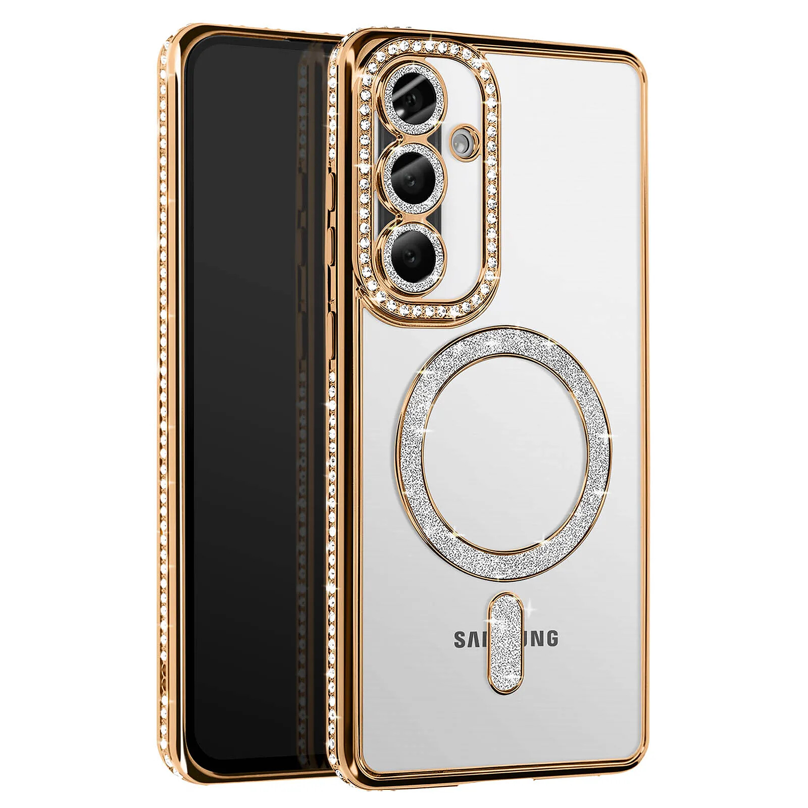 Avizar Coque Diamant pour Samsung Galaxy A56 MagSafe Contour Strass