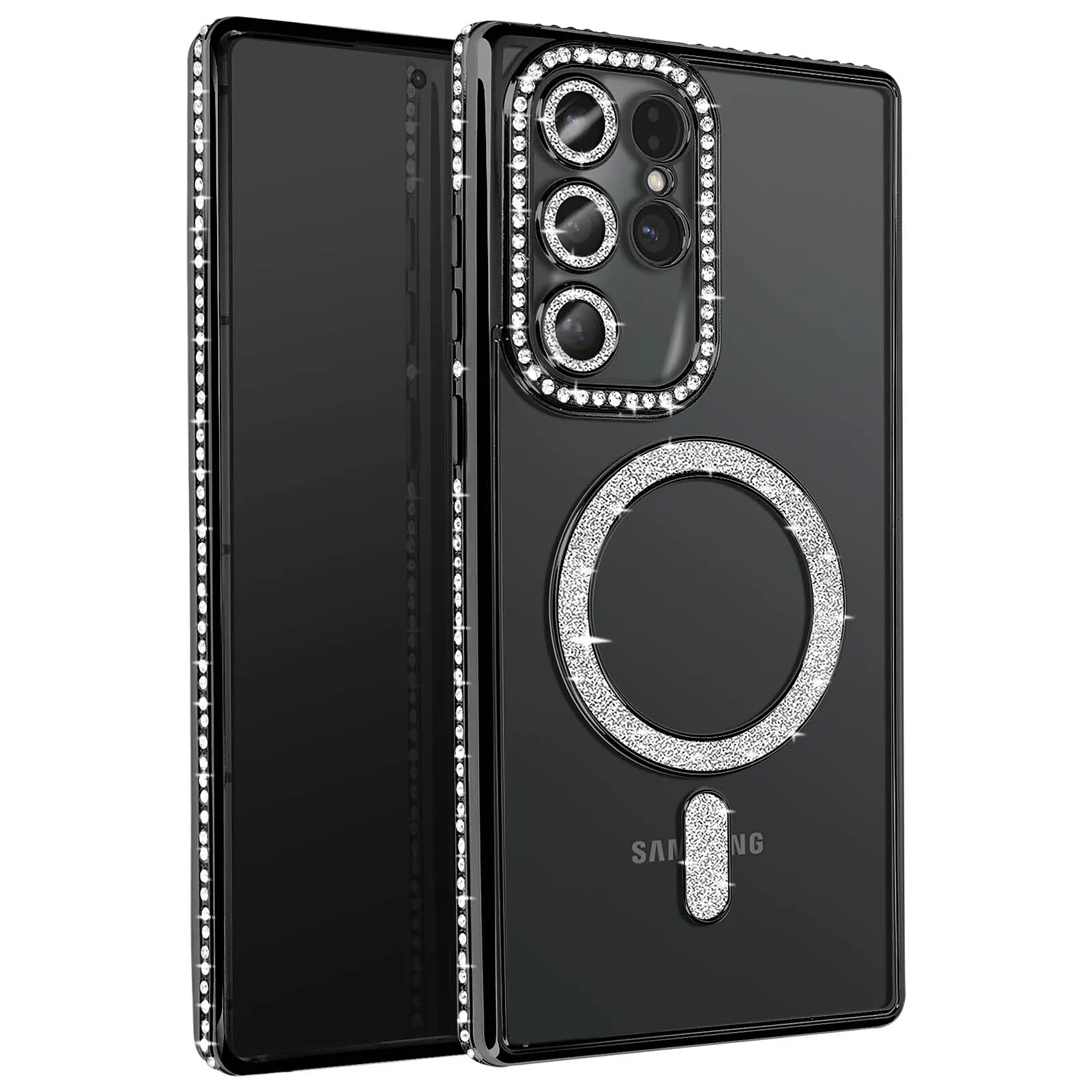 Avizar Coque Diamant pour Samsung Galaxy S25 Ultra MagSafe Contour Strass
