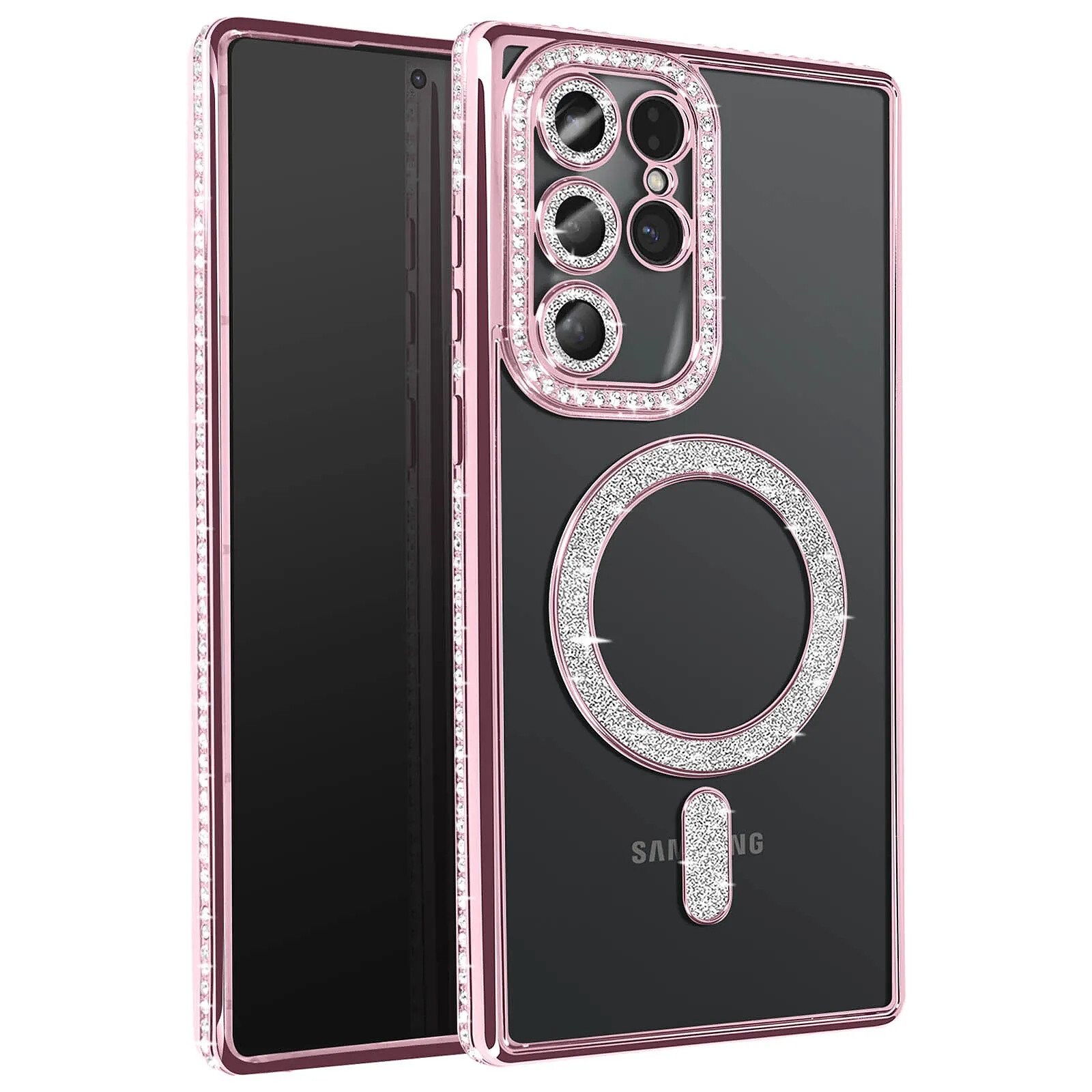 Avizar Coque Diamant pour Samsung Galaxy S25 Ultra MagSafe Contour Strass