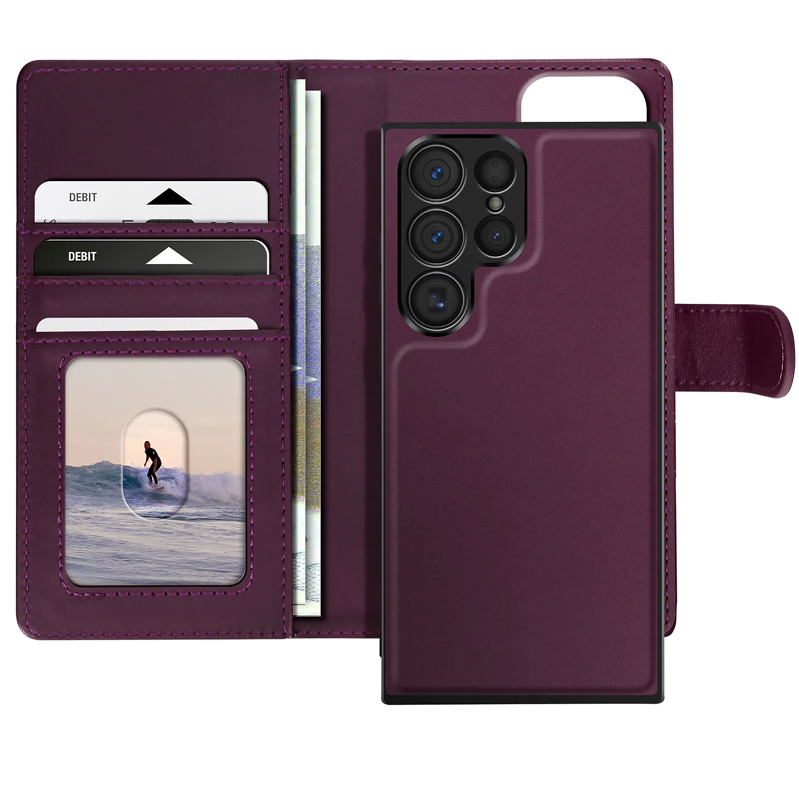 Mayaxess Étui pour Samsung Galaxy S23 Ultra Coque Détachable Violet