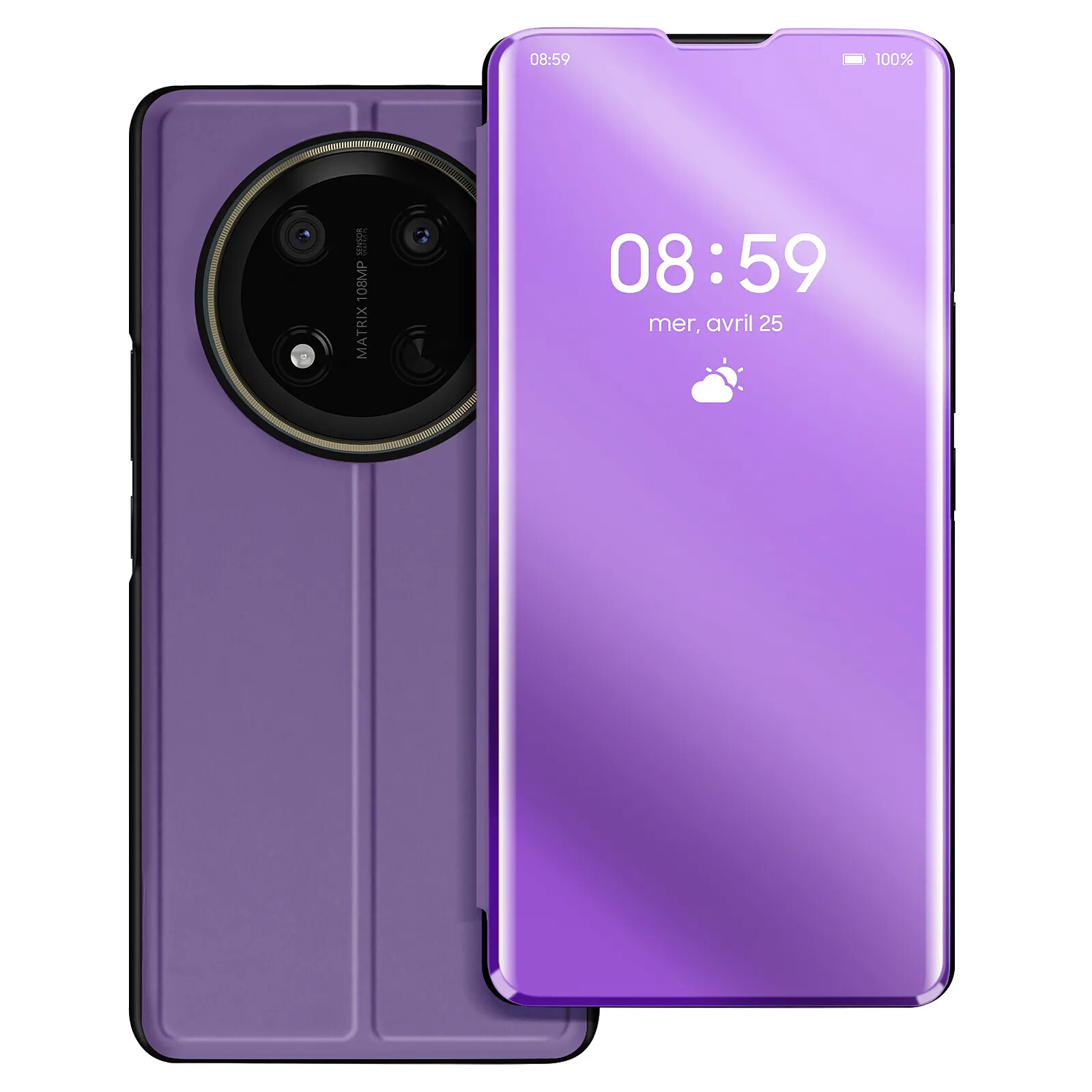 Avizar Étui pour Honor Magic 7 Lite Clapet Miroir Support