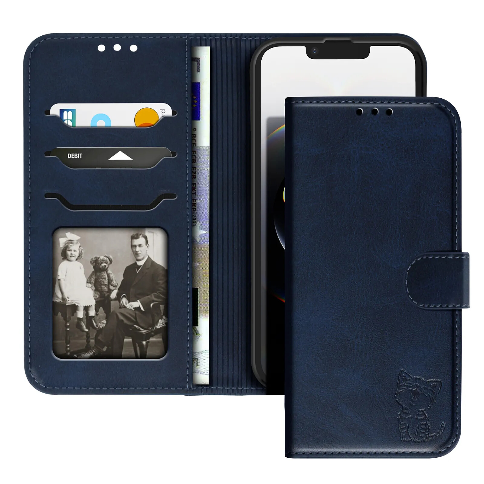 Étui Portefeuille Pour IPhone 16e – Housse En Cuir PU à Rabat, Poches Cartes, Support Magnétique - 9