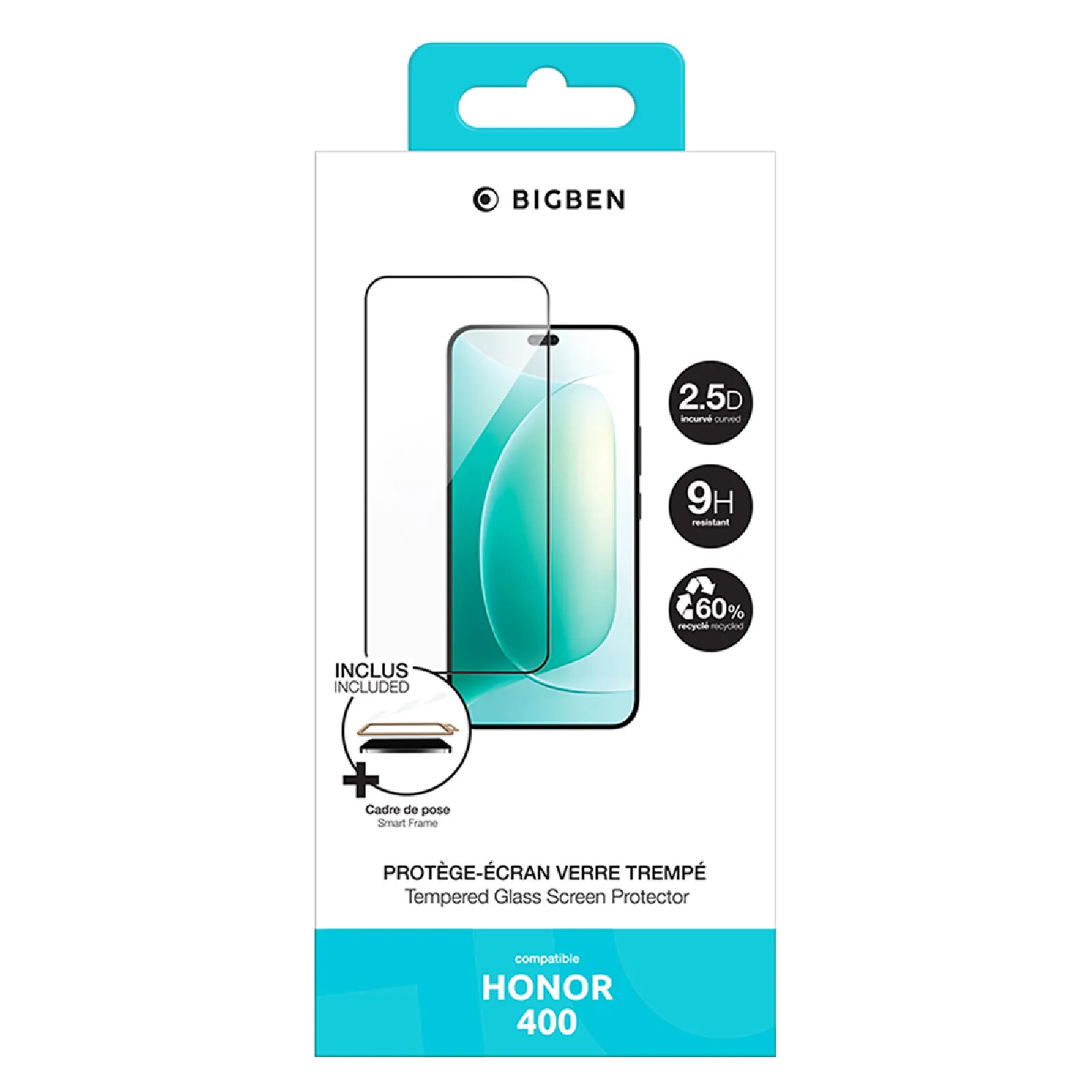 Kit Protection Verre Trempé Honor 400 Smart 5G – 2 Films écran + 2 Films Caméra – Dureté 9H, Anti-empreintes
