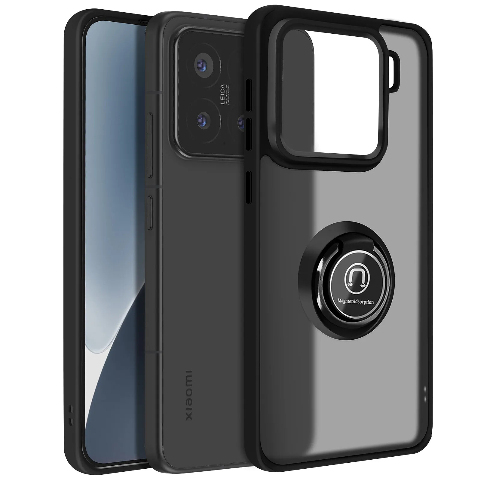 Avizar Coque pour Xiaomi 15 Bague Magnétique Dos Translucide