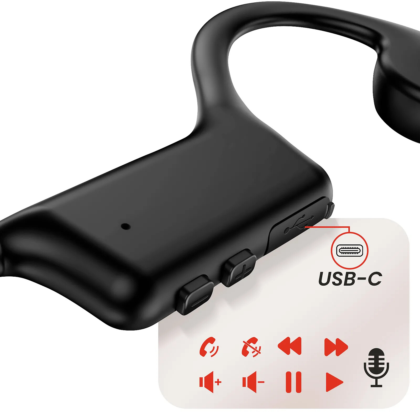 ANSTEN Casque Conduction Osseuse Bluetooth 5.4 - Open Ear IPX7 12 Heures Autonomie Sport Cyclisme Fitness