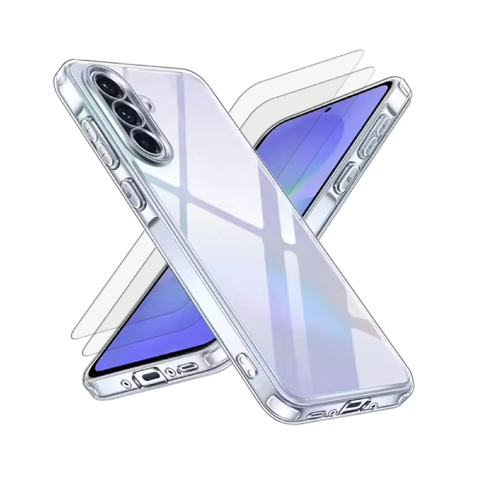 Evetane Coque Samsung Galaxy A36 Antichoc coins renforces Silicone + 2 Vitres en verre trempe Protection ecran