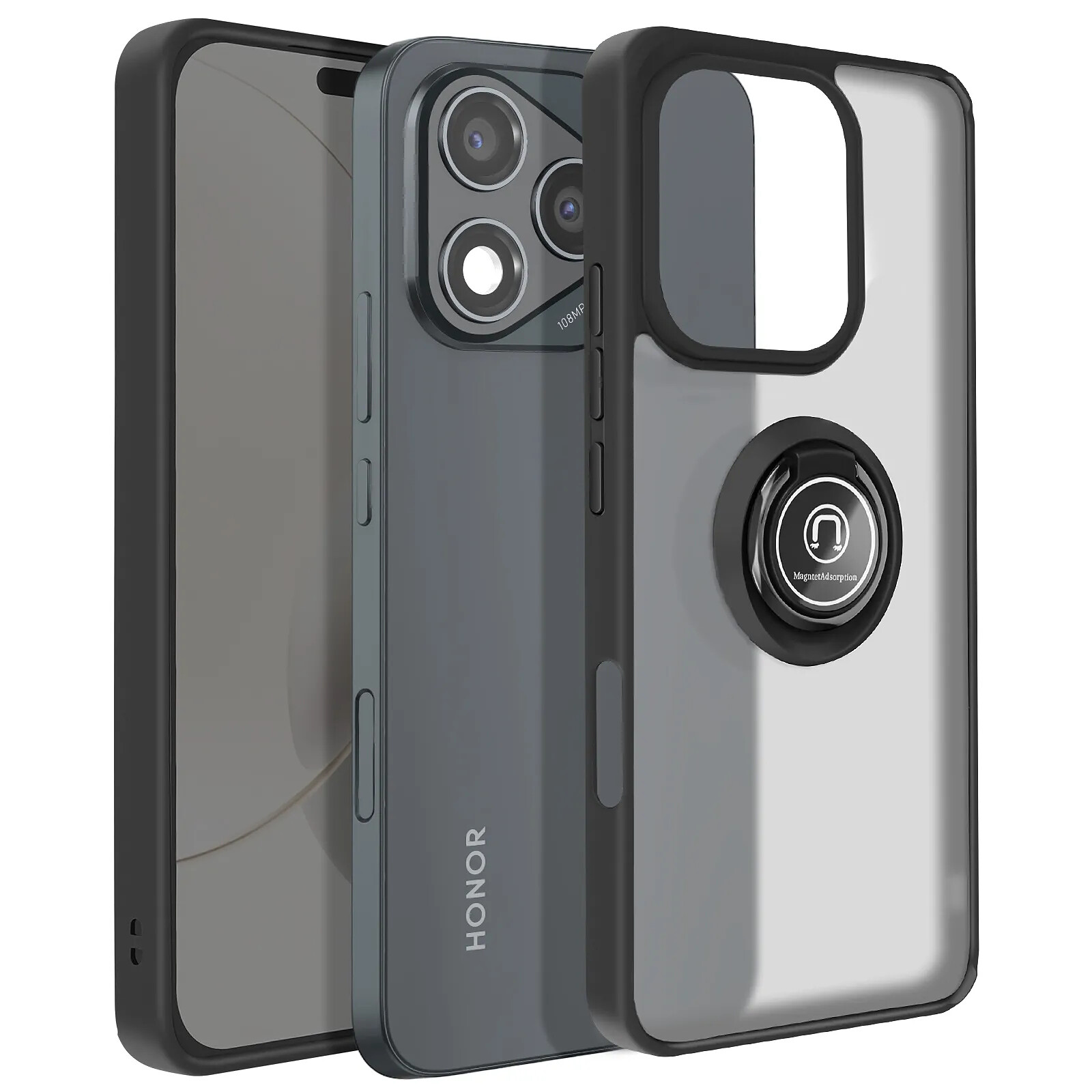 Avizar Coque pour Honor 400 Lite Bague Magnétique Dos Translucide