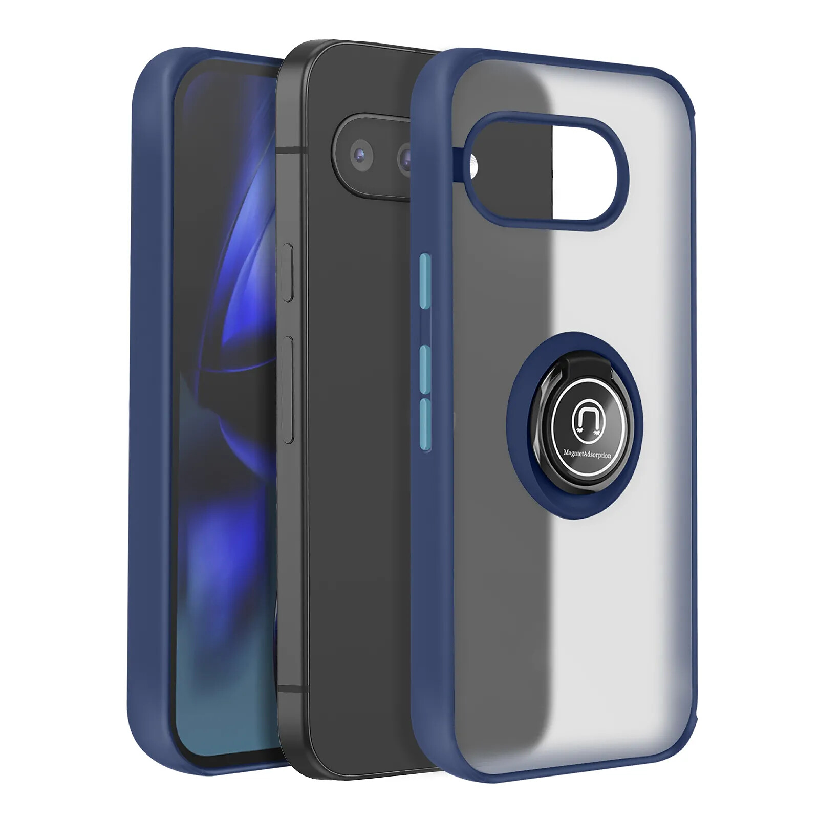 Avizar Coque pour Google Pixel 9a Bague Magnétique Dos Translucide