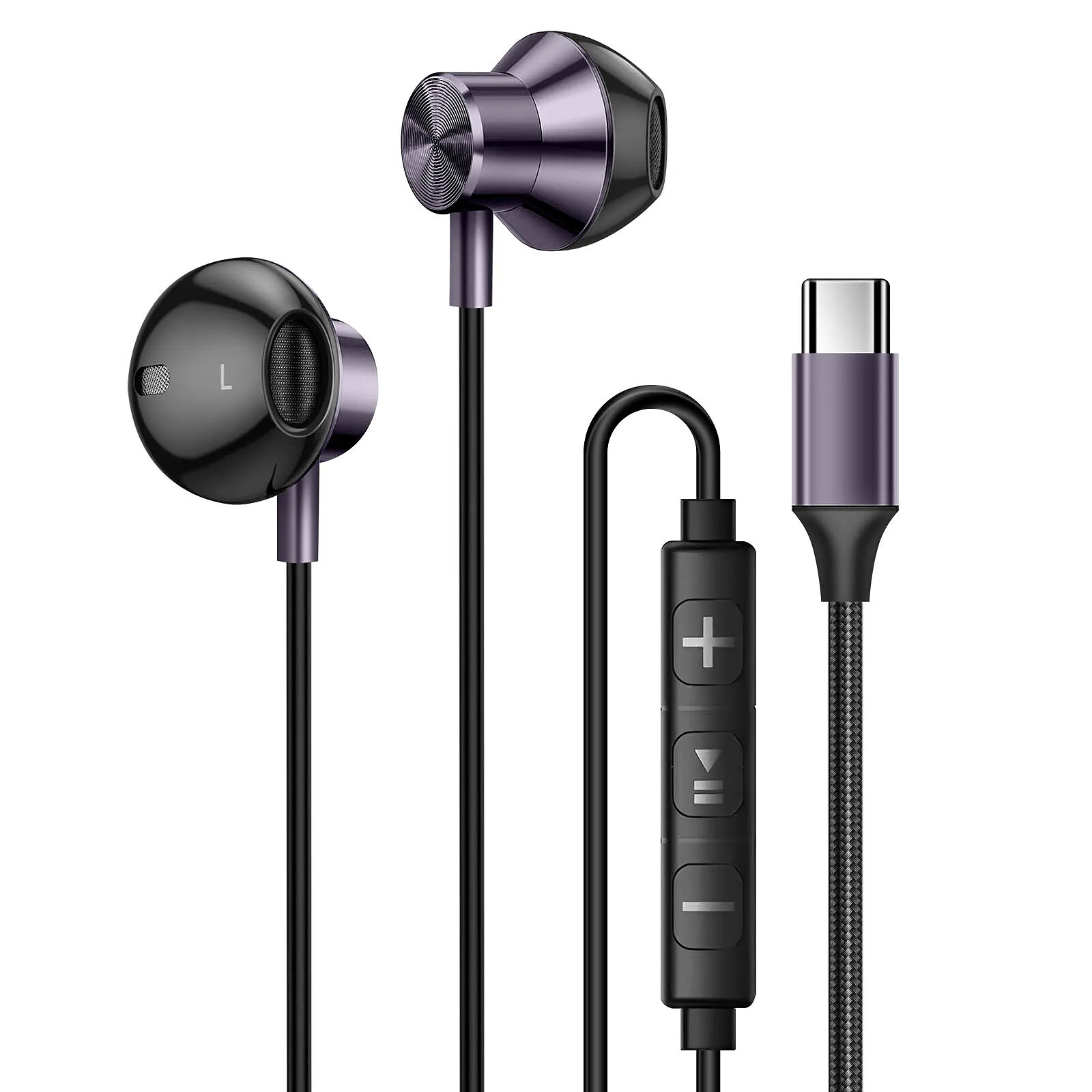 LinQ Écouteurs Intra USB-C Aimantés Musique et Appels Mains Libres Noir