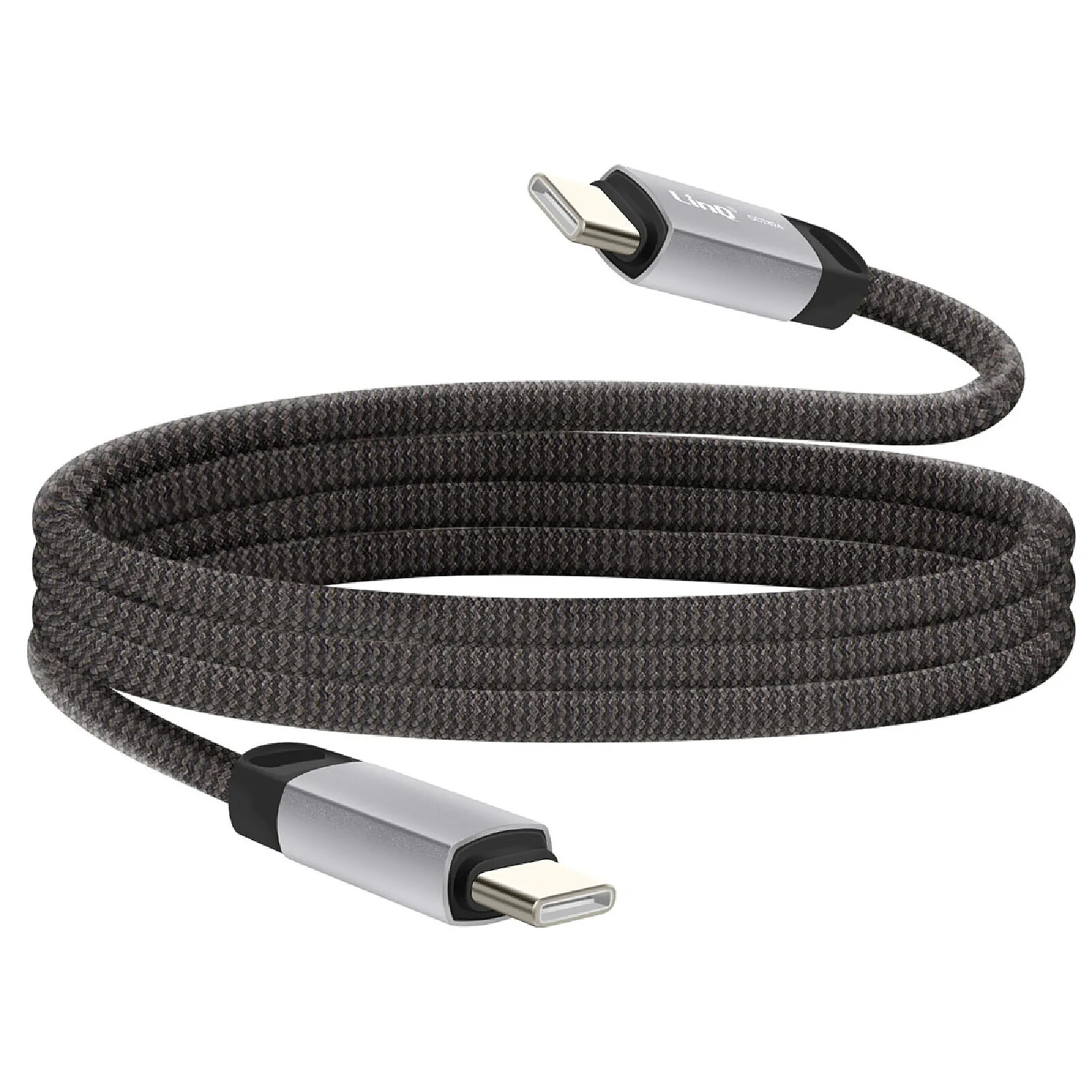 LinQ Câble USB-C vers USB-C 4A Charge Rapide 80W en Nylon Tressé 1,2m Noir