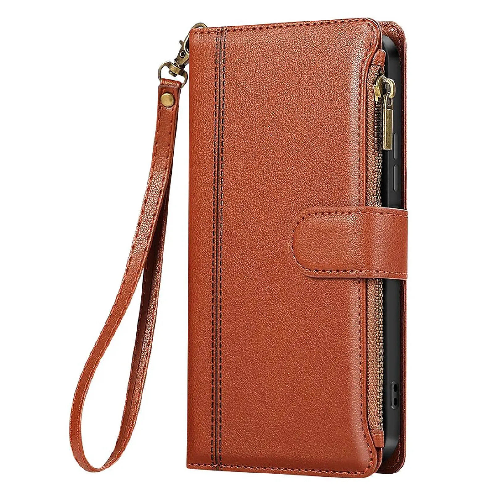 Avizar Étui Portefeuille pour Galaxy S25 / S24 Zippé avec Bandoulière Amovible