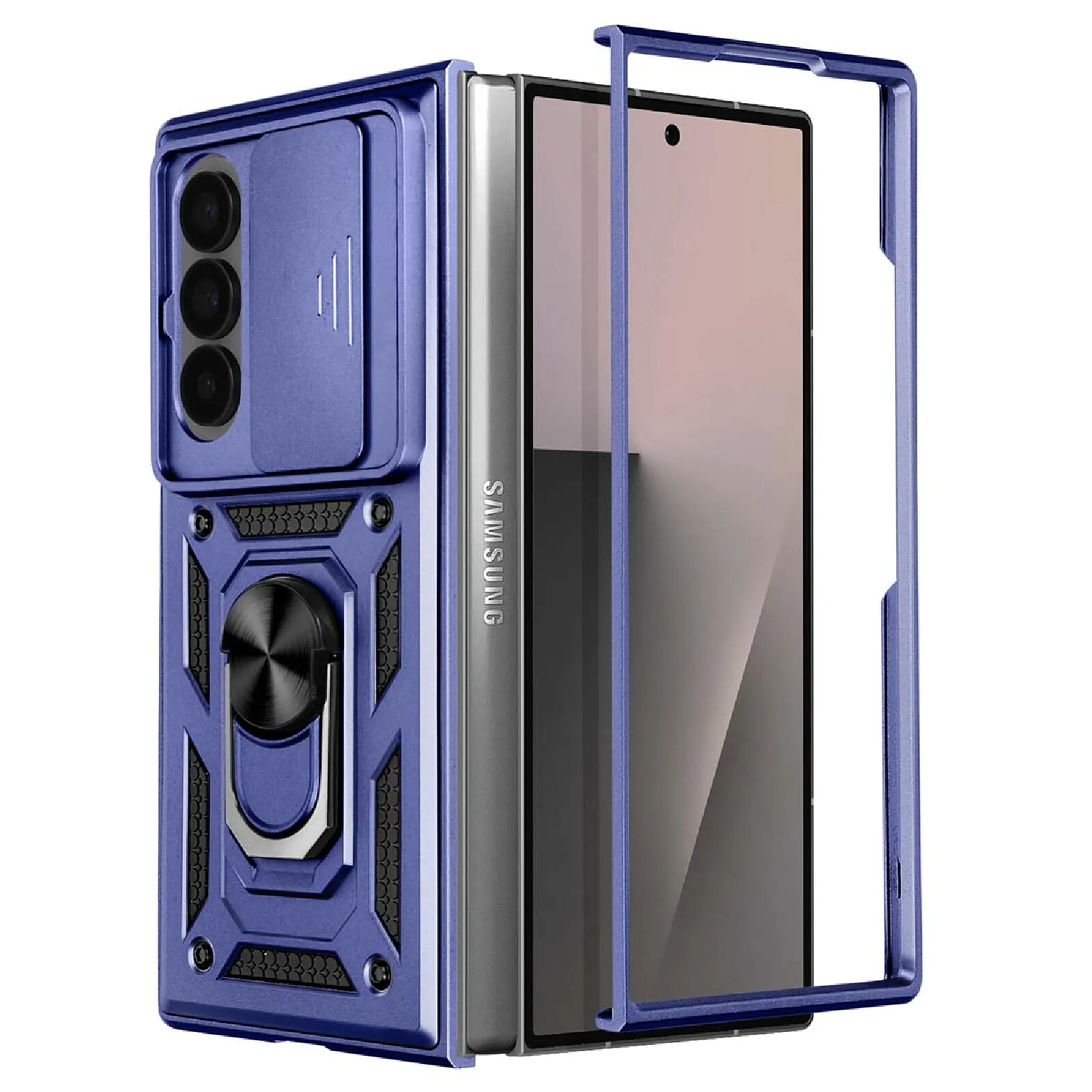 Avizar Coque pour Samsung Galaxy Z Fold 7 avec Support Bague et Cache Caméra