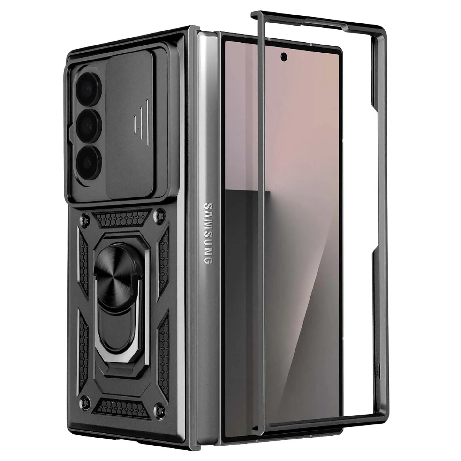 Avizar Coque pour Samsung Galaxy Z Fold 7 avec Support Bague et Cache Caméra