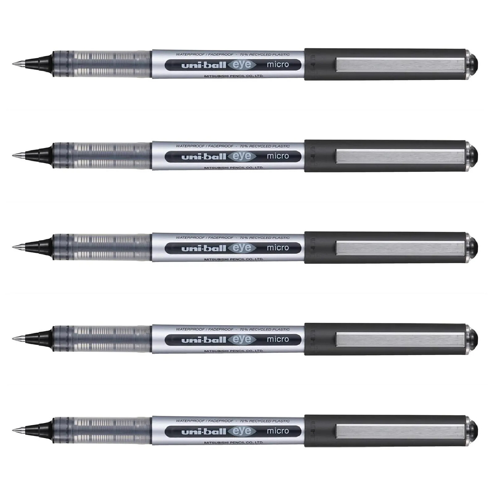 UNI-BALL Stylo Roller Encre Liquide Recyclé EYE Micro UB150E Pointe Fine Noir x 5