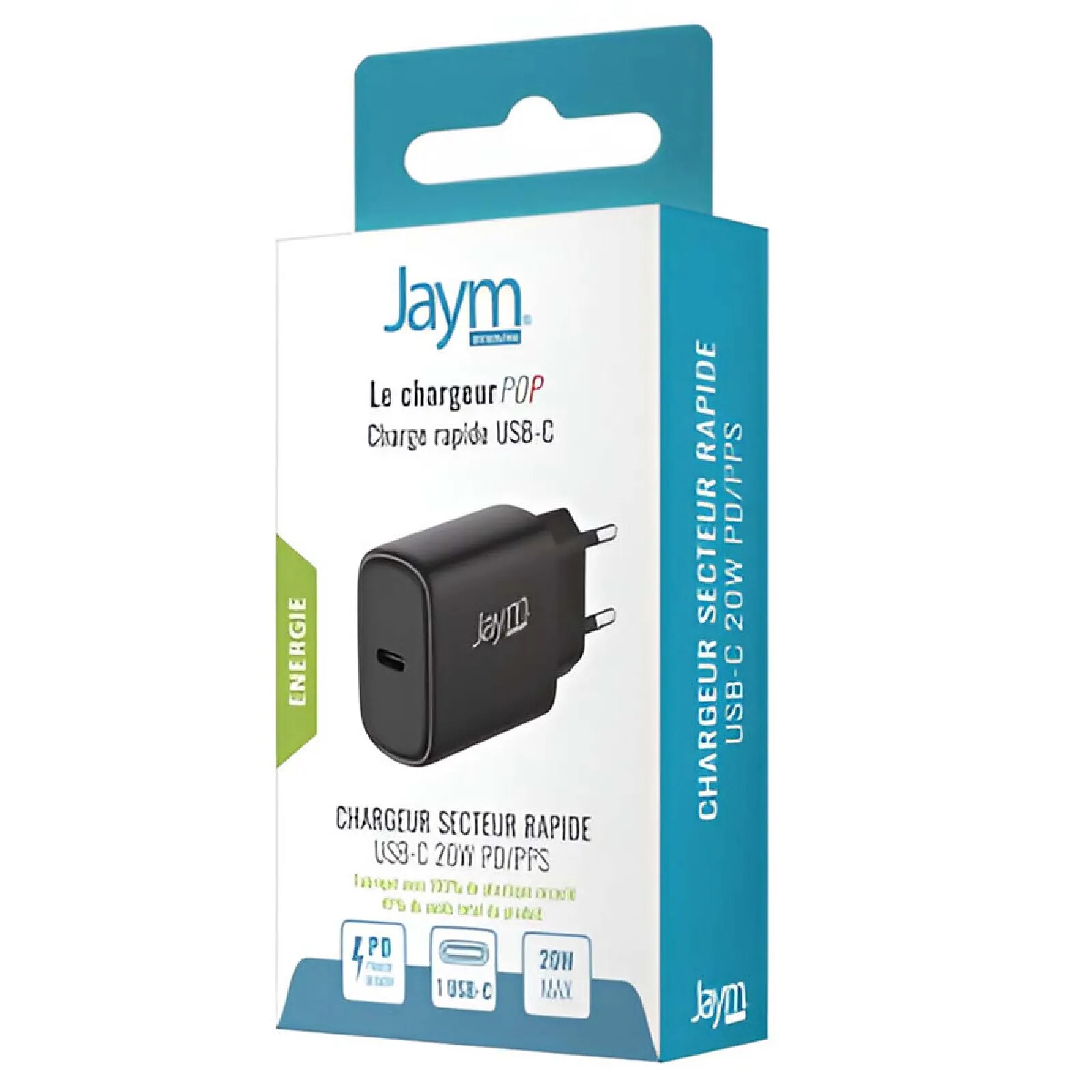 Jaym PACK CHARGEUR SECTEUR 2 USB-A 12W + CABLE USB-A VERS USB-C 2M BLANCS