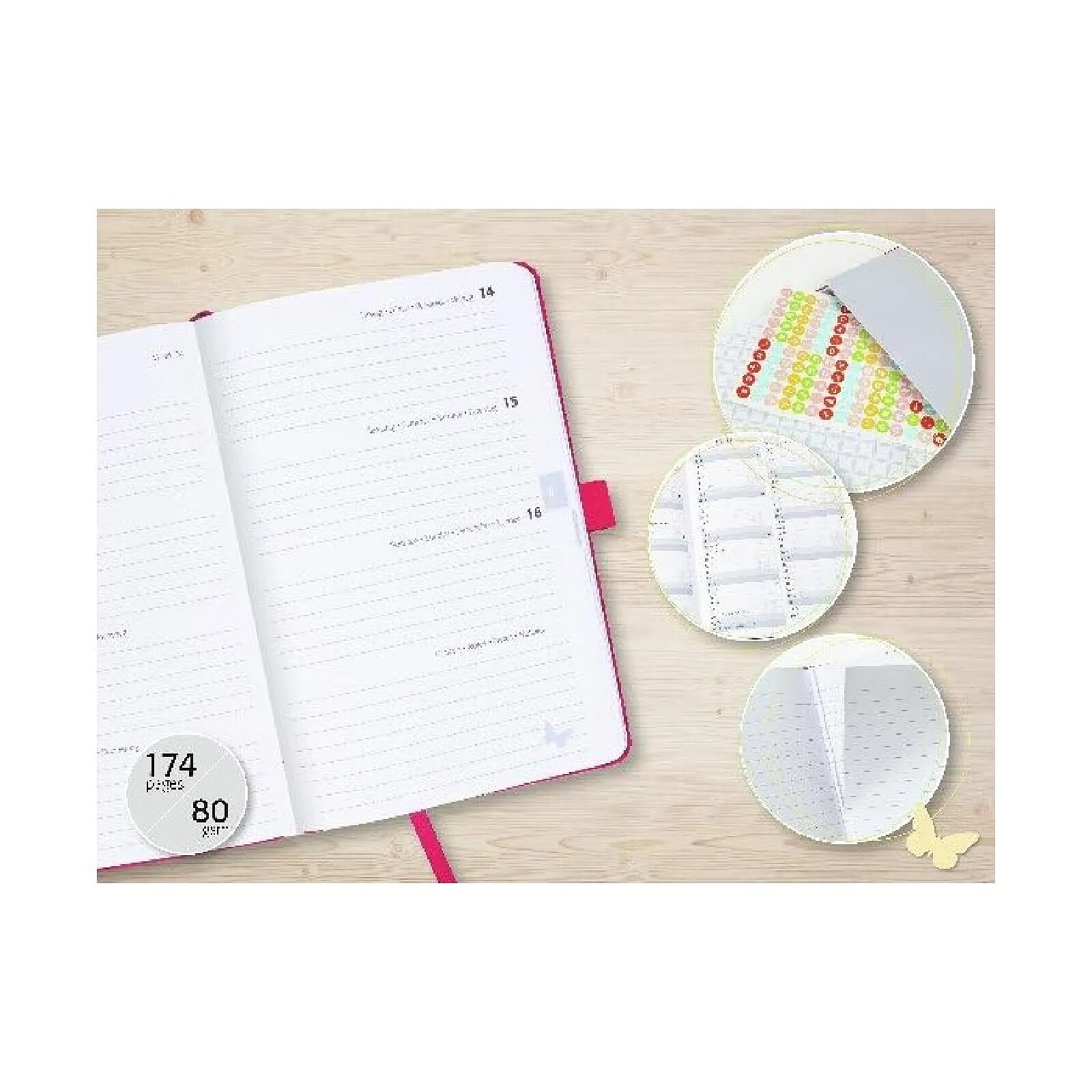 SIGEL J4110 Jolie Agenda Semainier 2024, Couverture Rigide, 9,5 X 15 Cm,  174 Pages, Rosé, image size:1600x1600