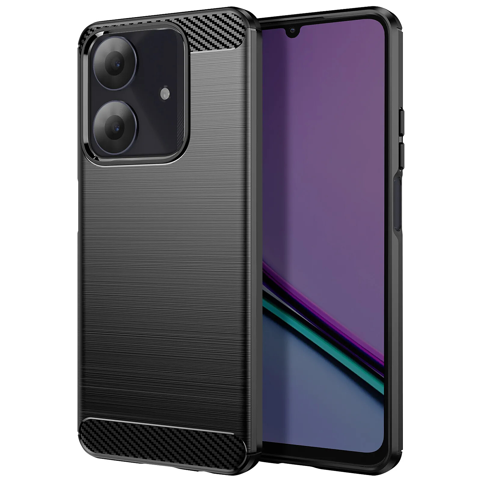 Coque Silicone Avizar Pour IPhone 17 - Effet Carbone Brossé Noir, Protection Complète