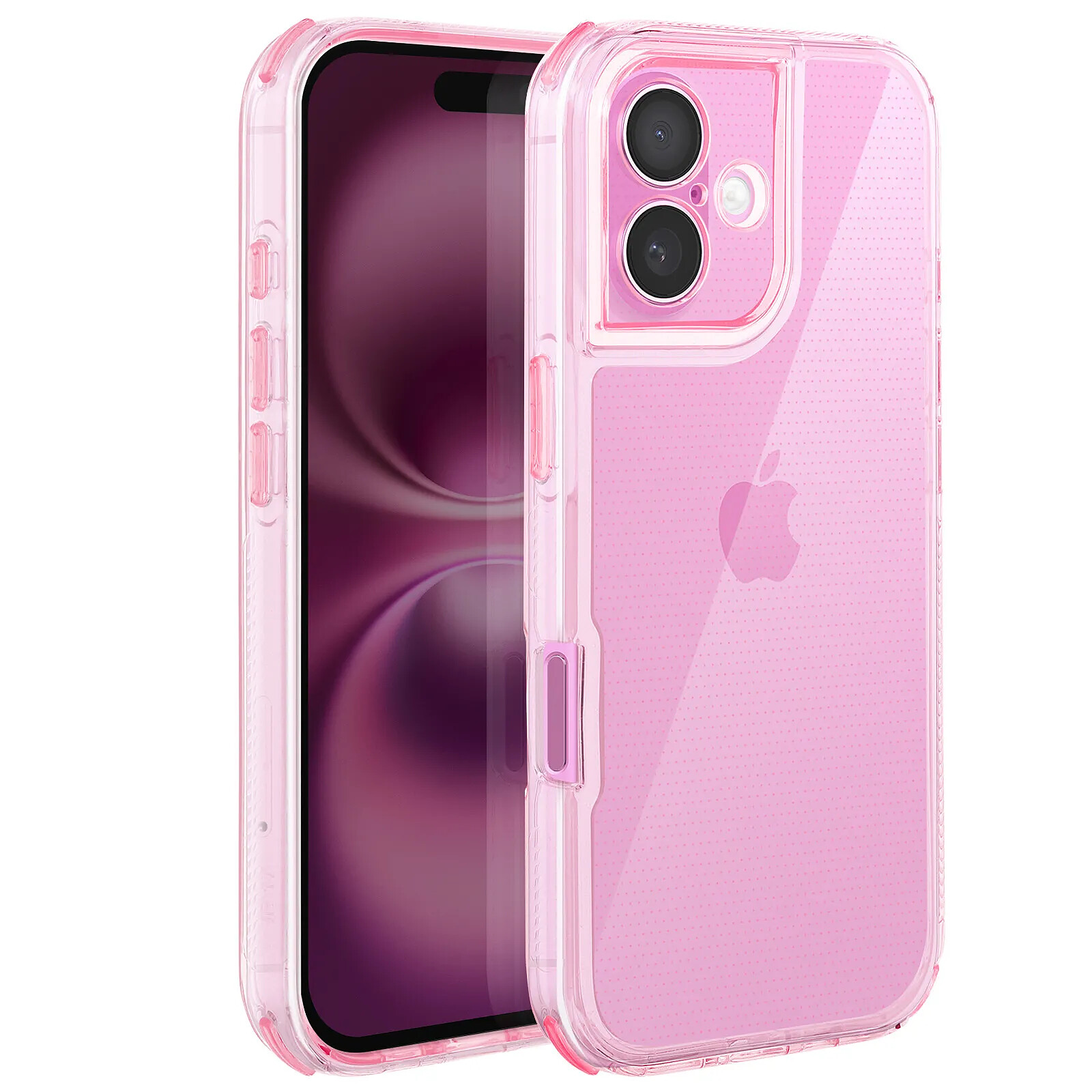 Coque Renforcée Bi-matière Pour IPhone 16 - Texture Antidérapante Rose, Marque Avizar, Neuf Origine Chine