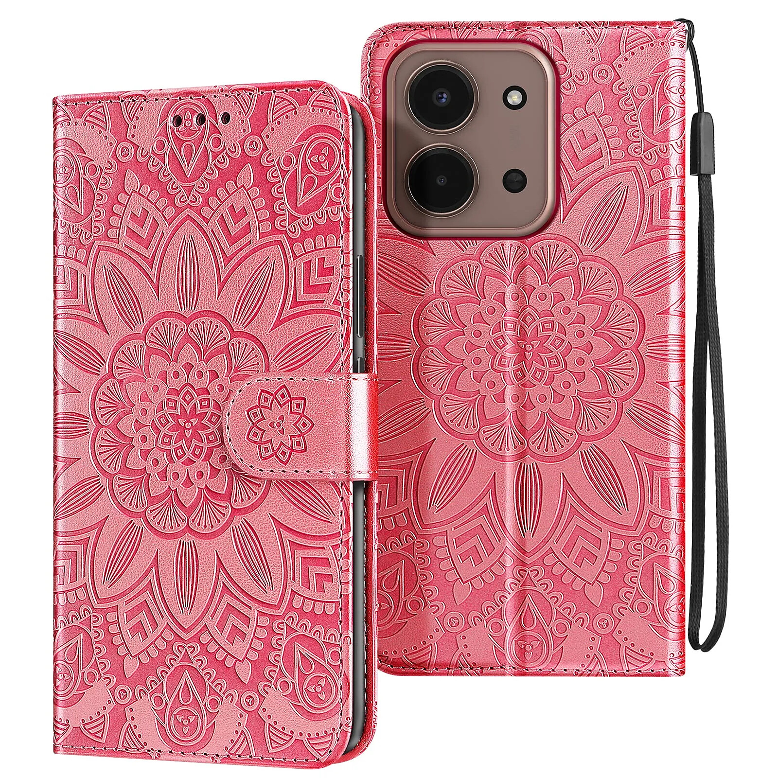 Avizar Étui Portefeuille pour Redmi 15C Motif Mandala avec Porte-cartes