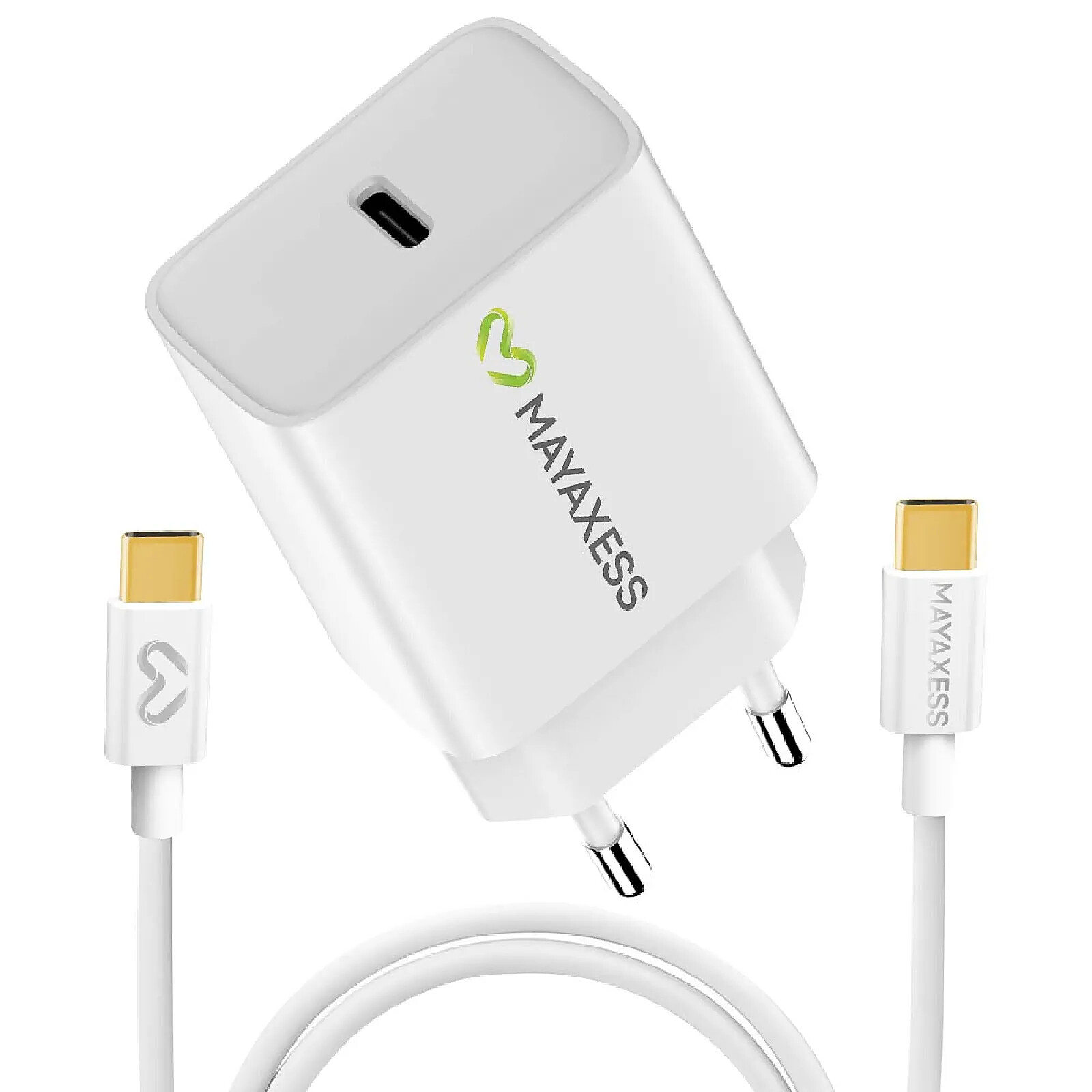 Mayaxess Chargeur Secteur pour Samsung Galaxy S25 FE 20W + Câble USB-C 1m Blanc