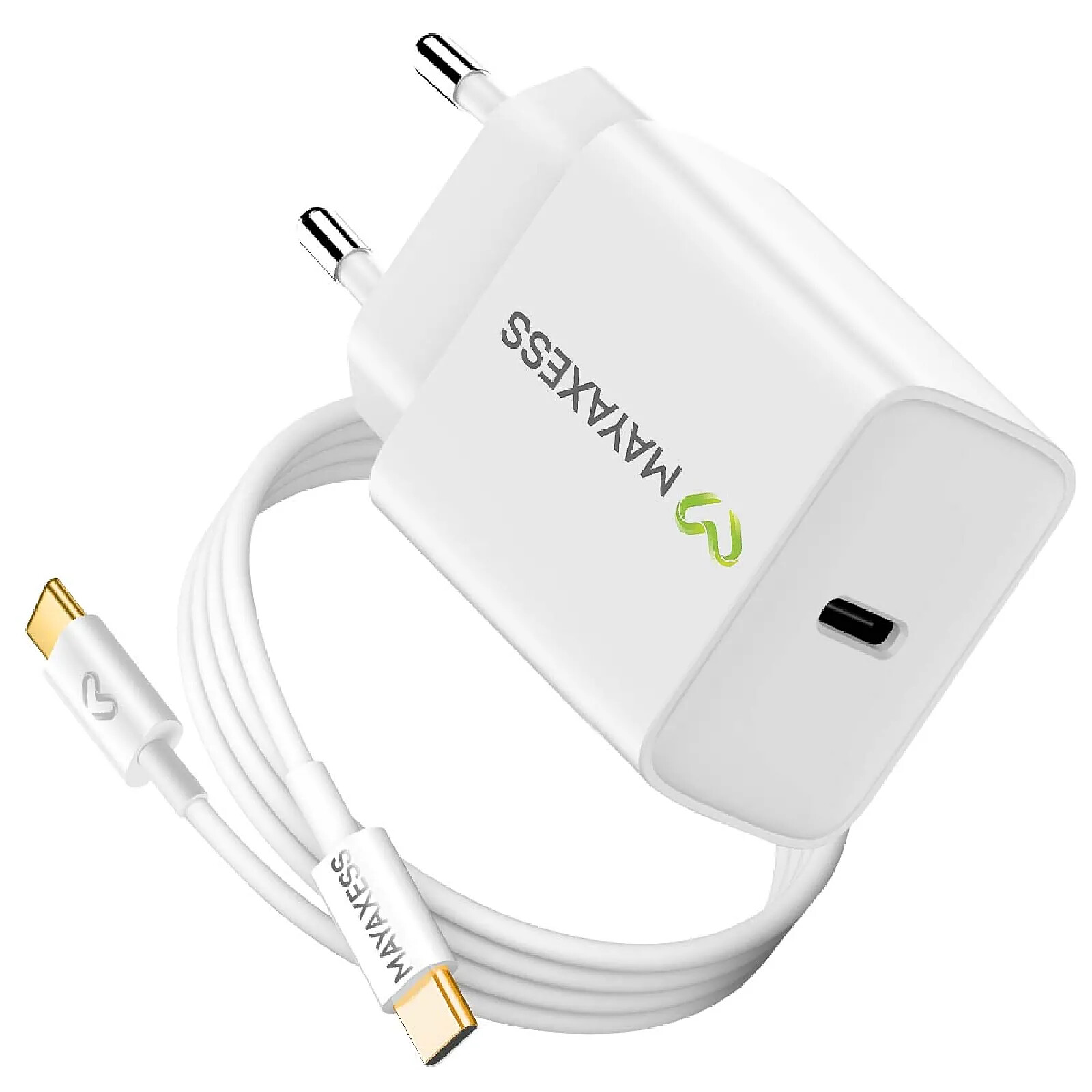 Mayaxess Chargeur Secteur pour Samsung Galaxy S25 Plus 20W + Câble USB-C 1m Blanc