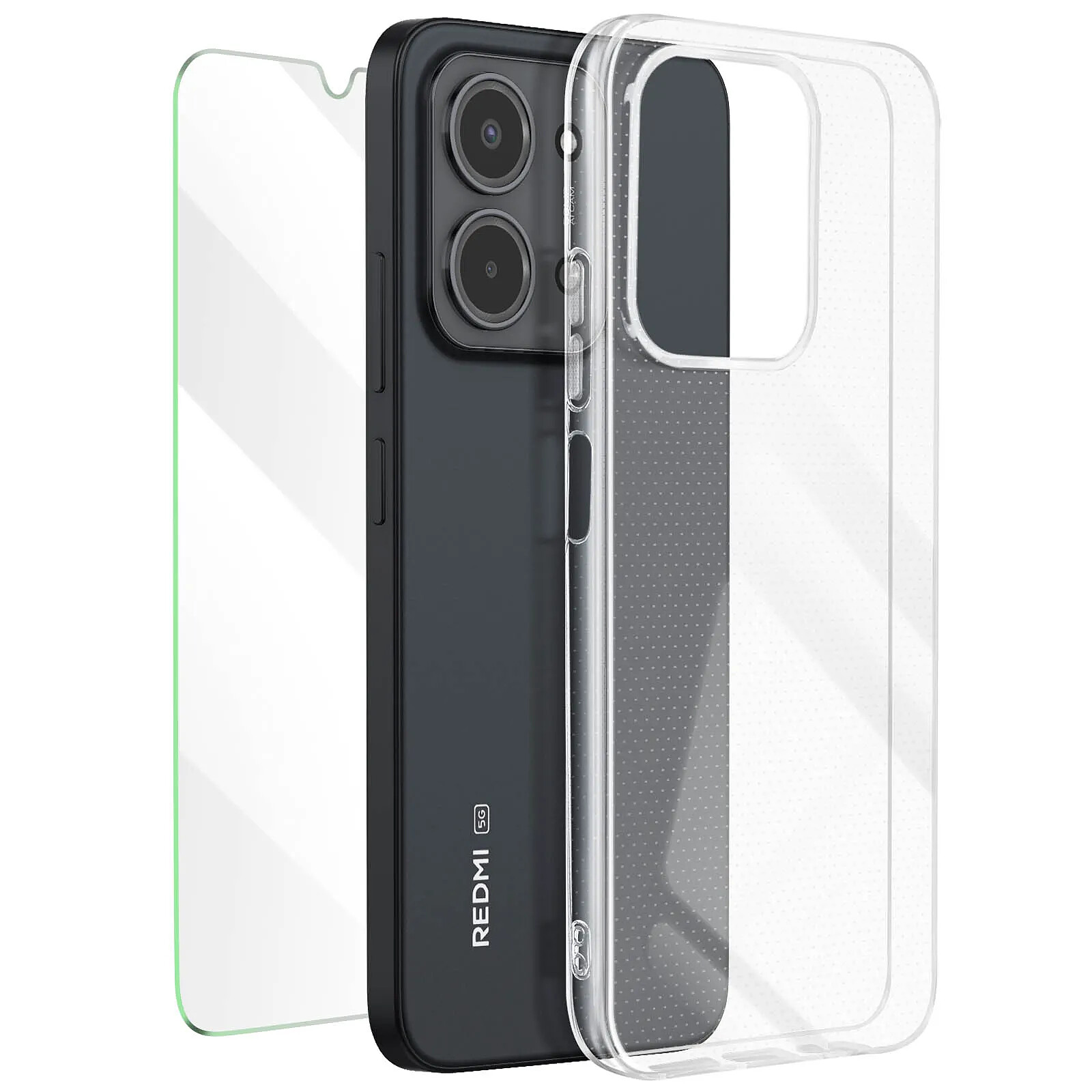 Mayaxess Pack de Protection 2-en-1 Coque + Verre trempé pour Xiaomi Redmi 15C Transparent