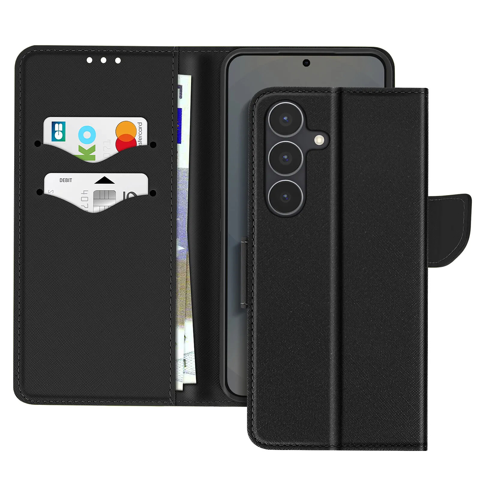 Avizar Étui Portefeuille pour Galaxy S25 FE Effet Saffiano avec Fonction Stand