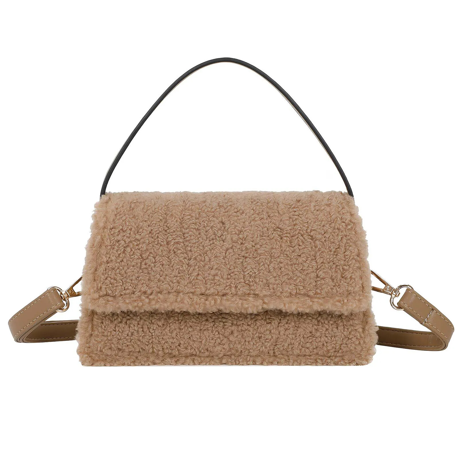 Sac à Main Femme Marron Avec Fermoir En Forme De Coeur - Portefeuille Trifold - Taille M - Moda