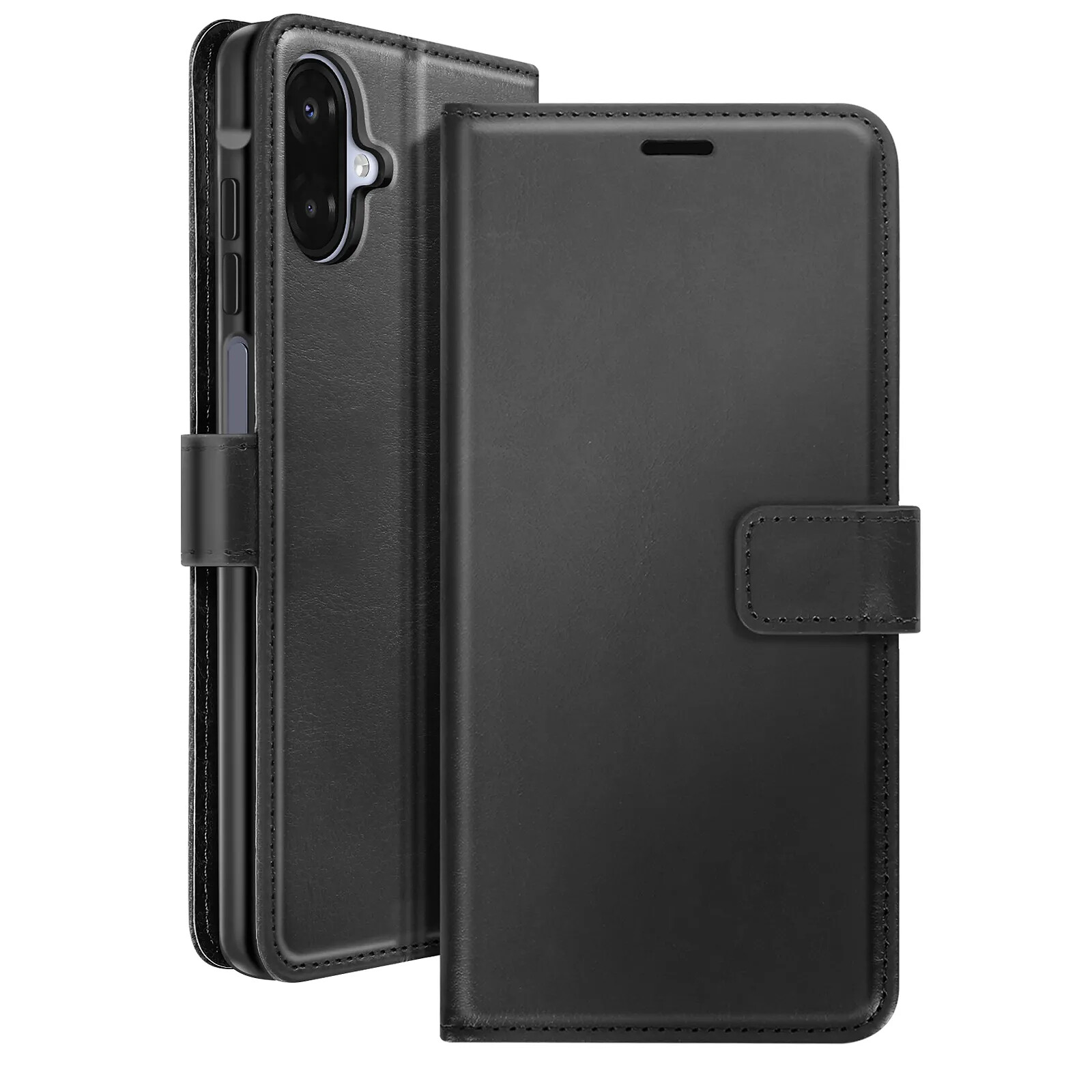 Mayaxess Étui Portefeuille pour Samsung Galaxy A07 avec Dragonne et Languette Magnétique Noir