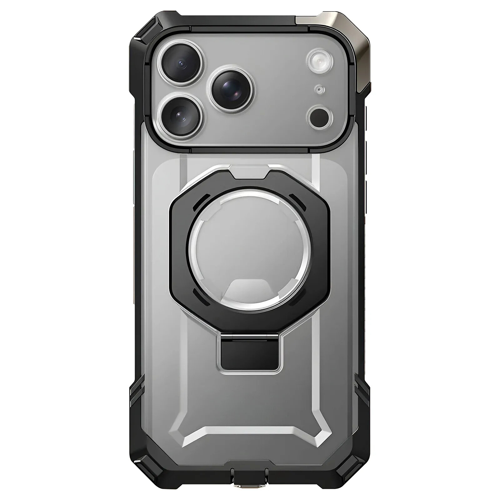 Supcase Coque MagSafe pour iPhone 17 Pro avec Béquille Antichoc 4.5m Bouton Photo Gris