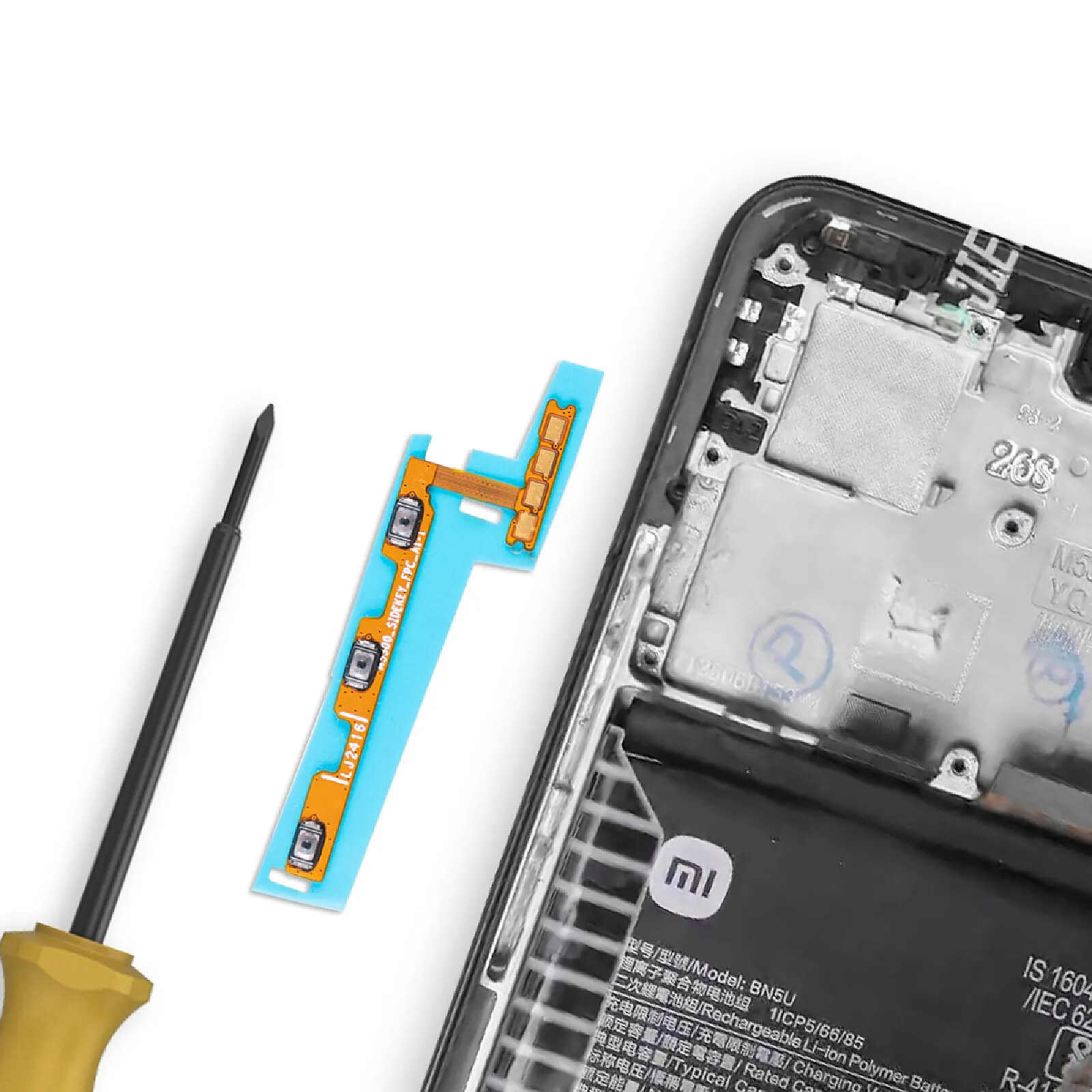Nappe (câble Ruban) Boutons Power Et Volume Pour Xiaomi Redmi Note 9 - Pièce De Rechange Neuve