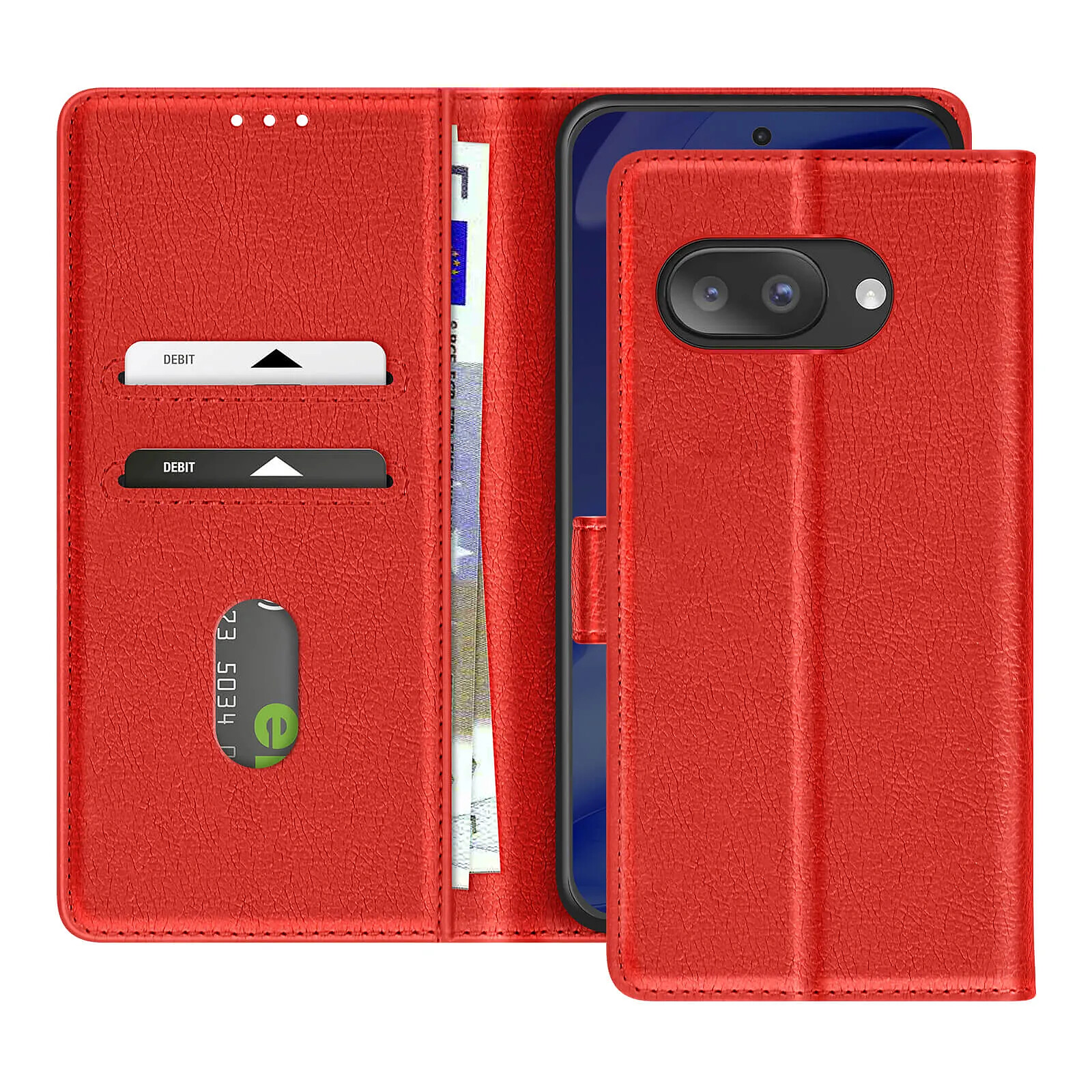 Avizar Étui Portefeuille pour Google Pixel 9a Série Chesterfield Grainé Fonction Stand